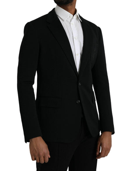 Dolce & Gabbana Black Wool Notch Single Breasted Coat Blazer - Hilstor