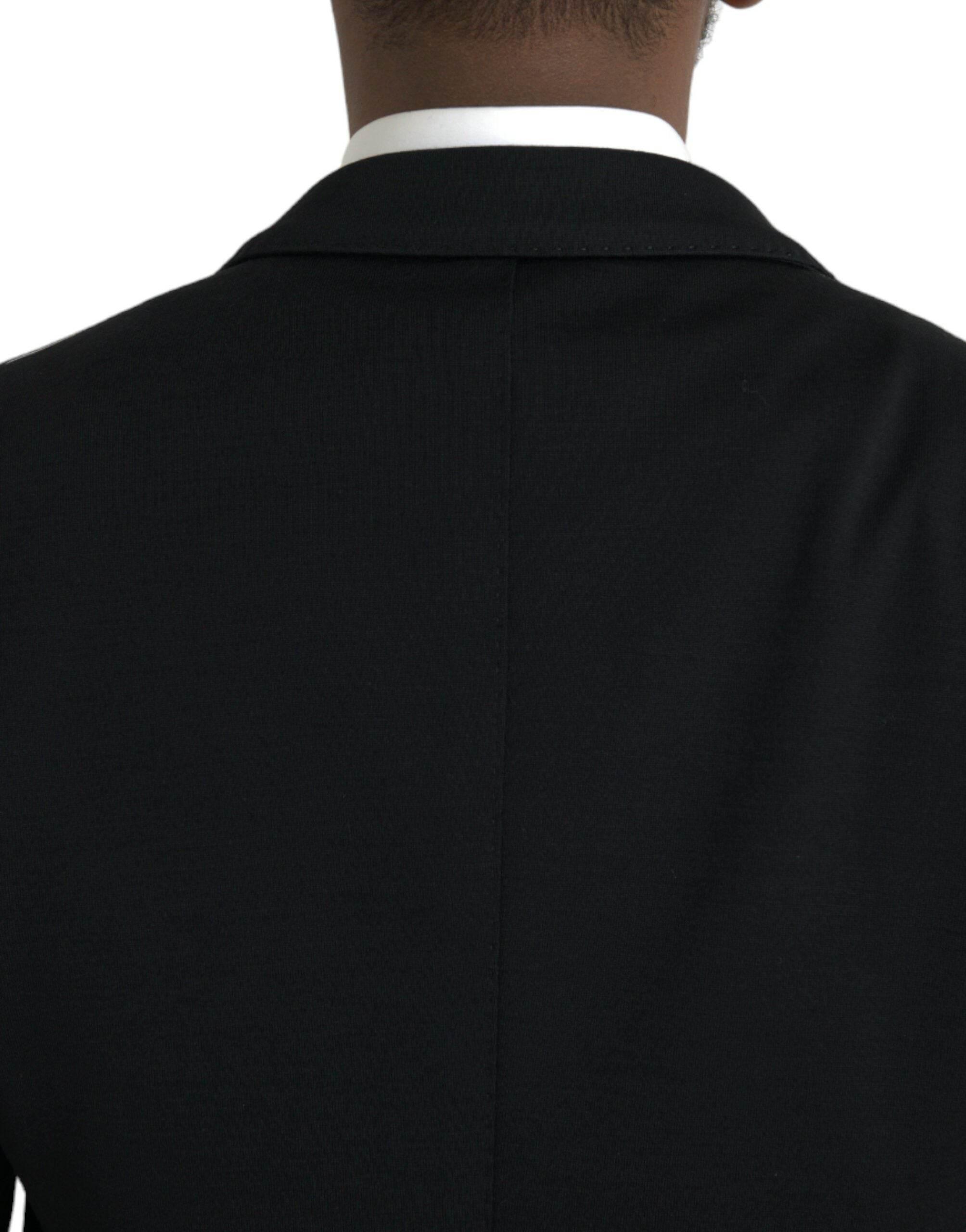 Dolce & Gabbana Black Wool Notch Single Breasted Coat Blazer - Hilstor