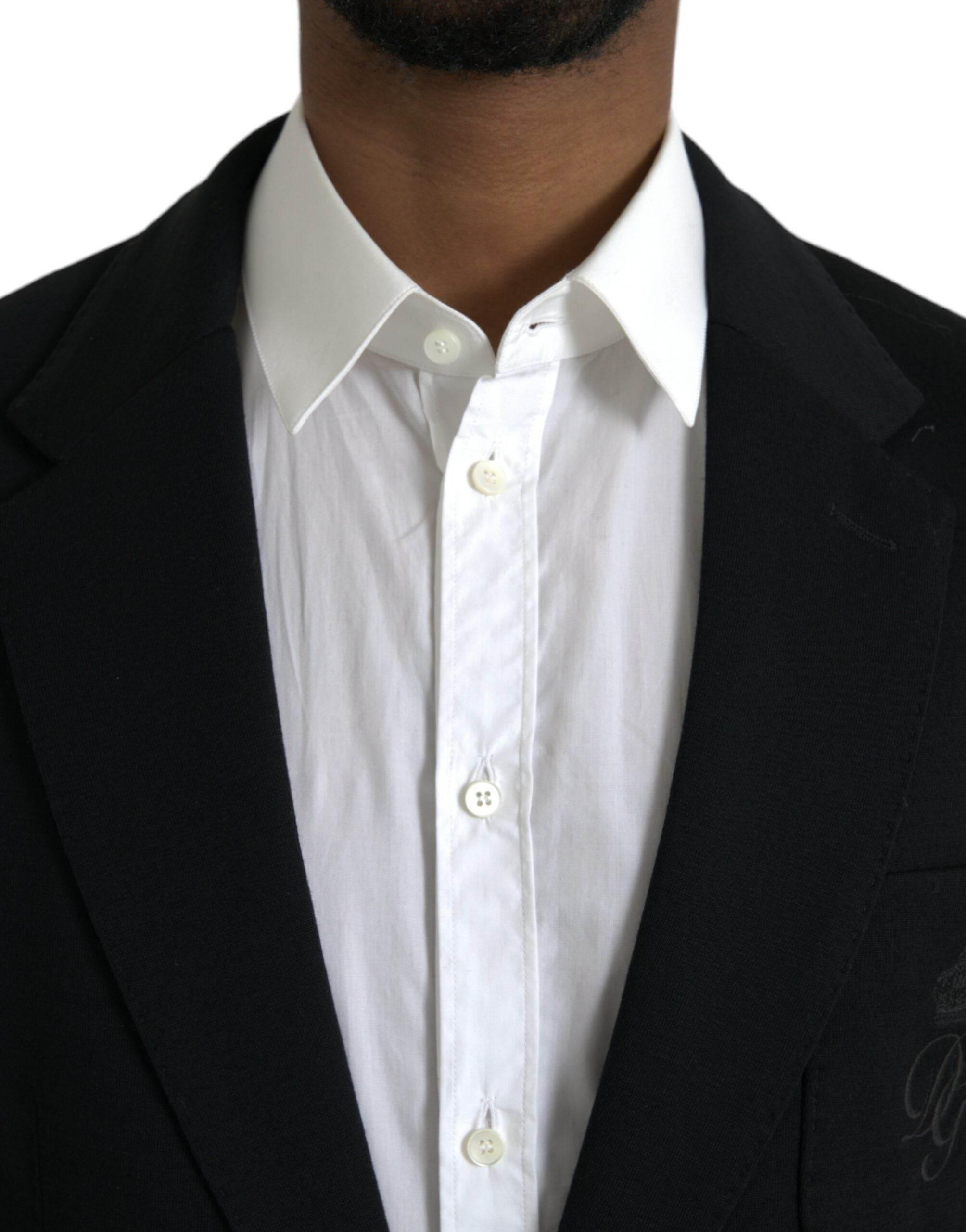 Dolce & Gabbana Black Wool Notch Single Breasted Coat Blazer - Hilstor