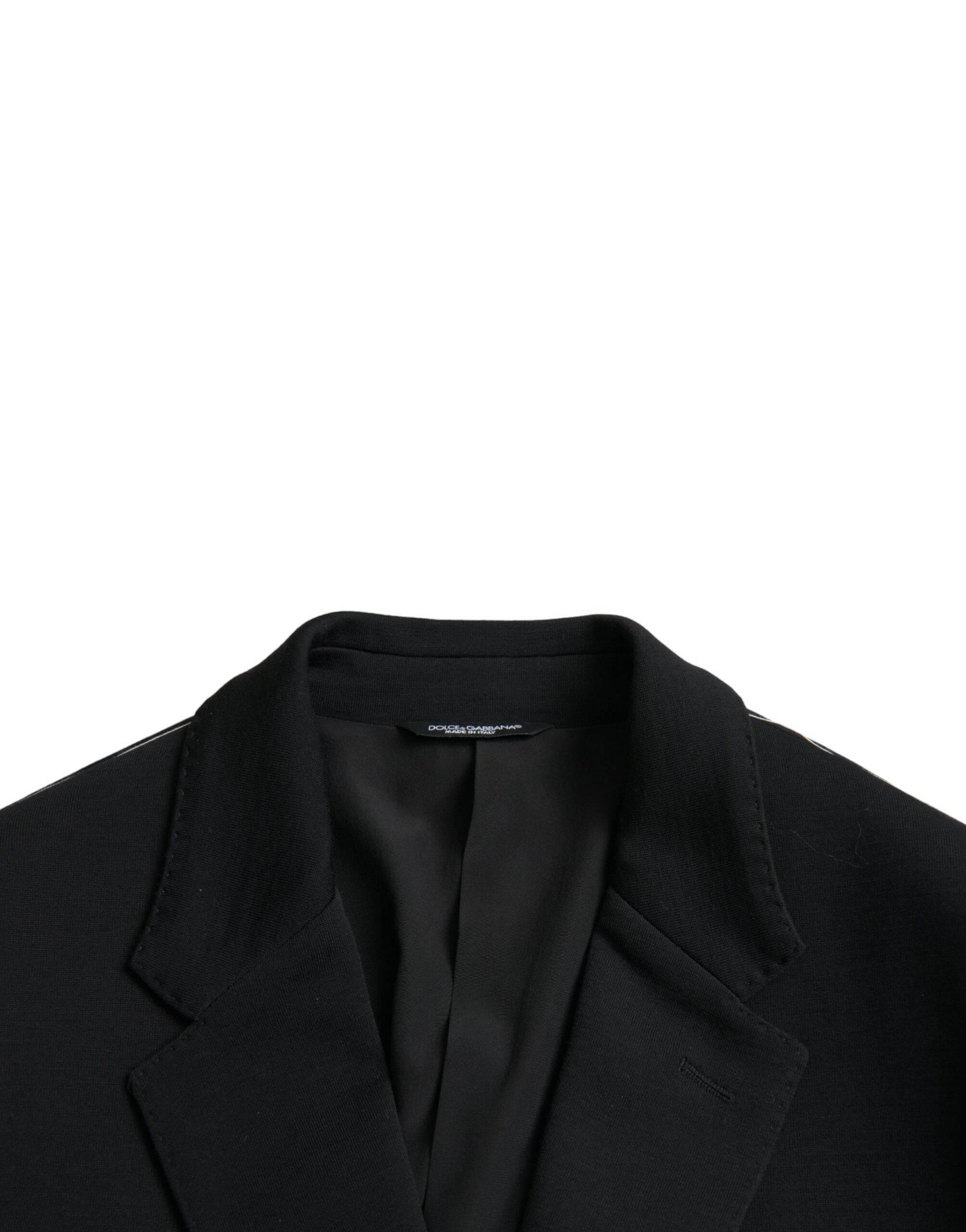 Dolce & Gabbana Black Wool Notch Single Breasted Coat Blazer - Hilstor