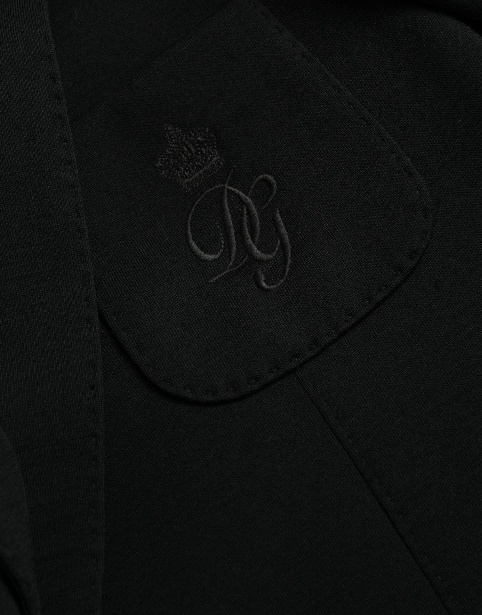 Dolce & Gabbana Black Wool Notch Single Breasted Coat Blazer - Hilstor