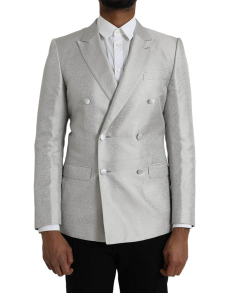 Dolce & Gabbana Off White MARTINI Double Breasted Coat Blazer - Hilstor