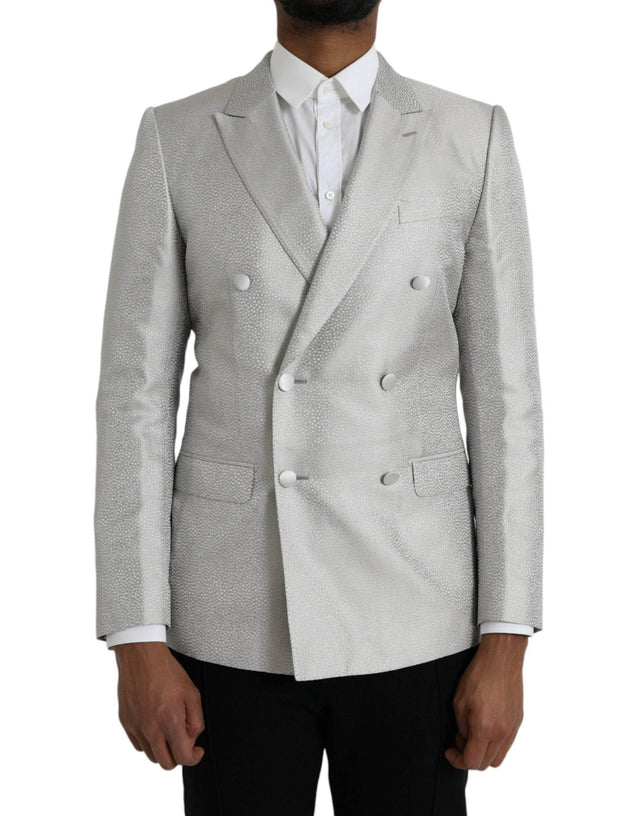 Dolce & Gabbana Off White MARTINI Double Breasted Coat Blazer - Hilstor
