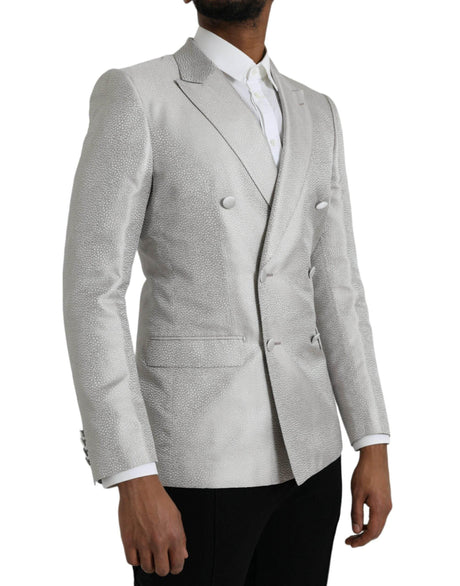 Dolce & Gabbana Off White MARTINI Double Breasted Coat Blazer - Hilstor