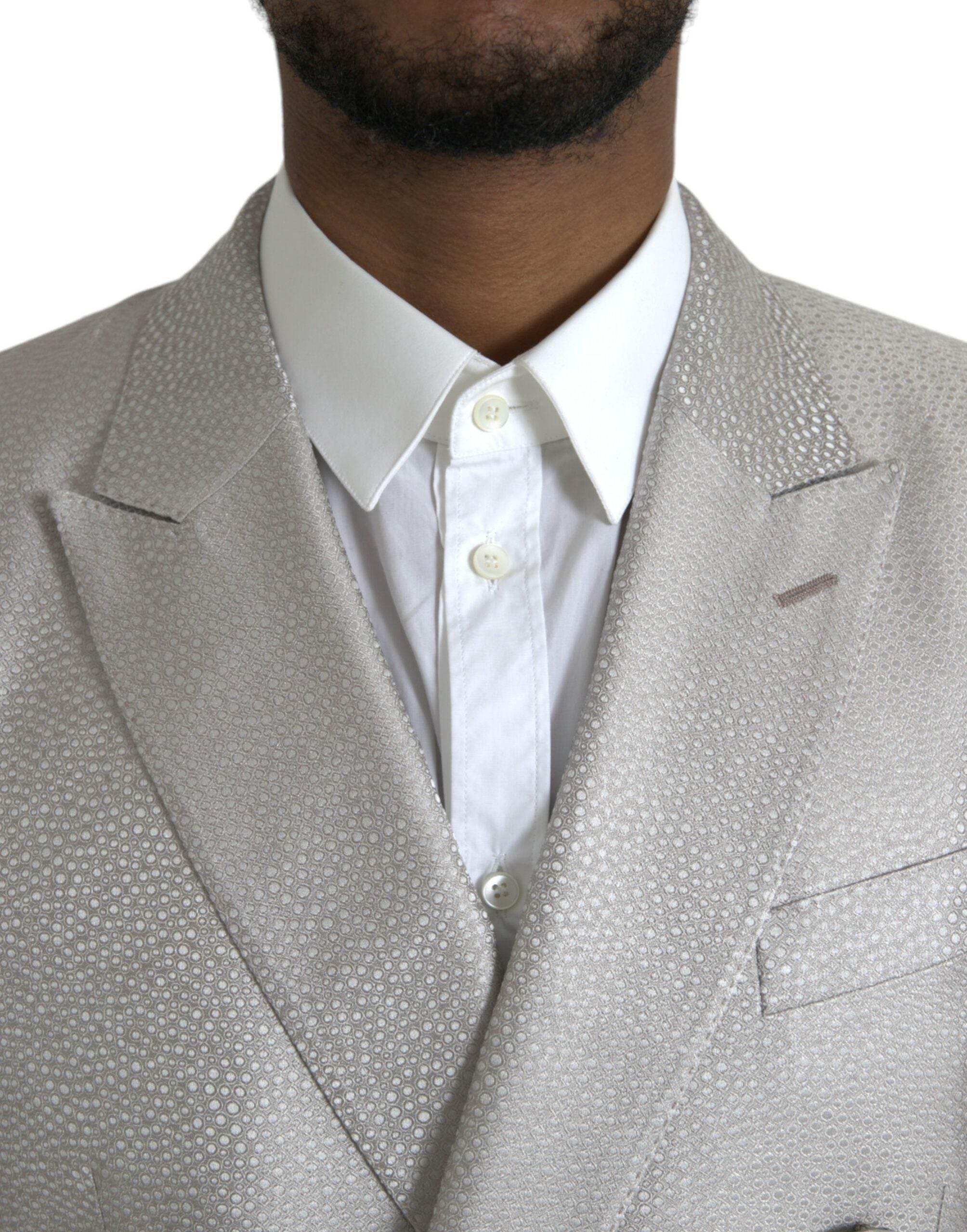 Dolce & Gabbana Off White MARTINI Double Breasted Coat Blazer - Hilstor