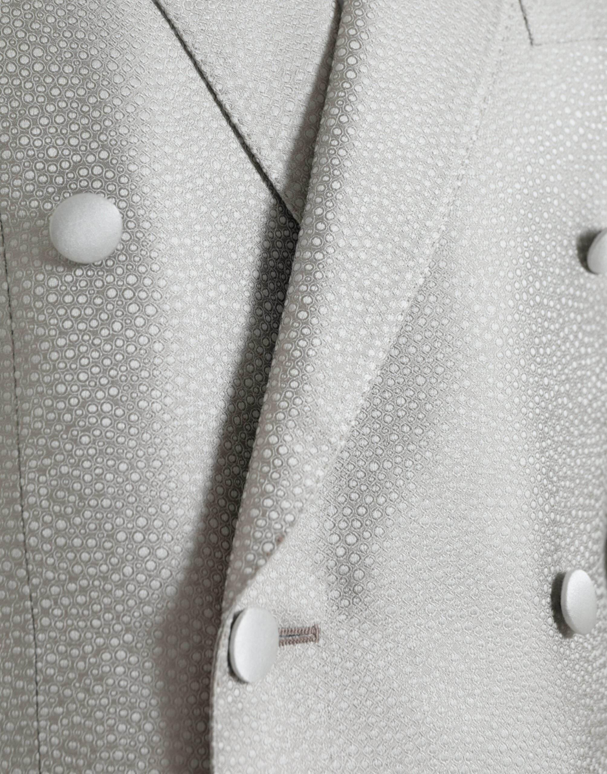 Dolce & Gabbana Off White MARTINI Double Breasted Coat Blazer - Hilstor
