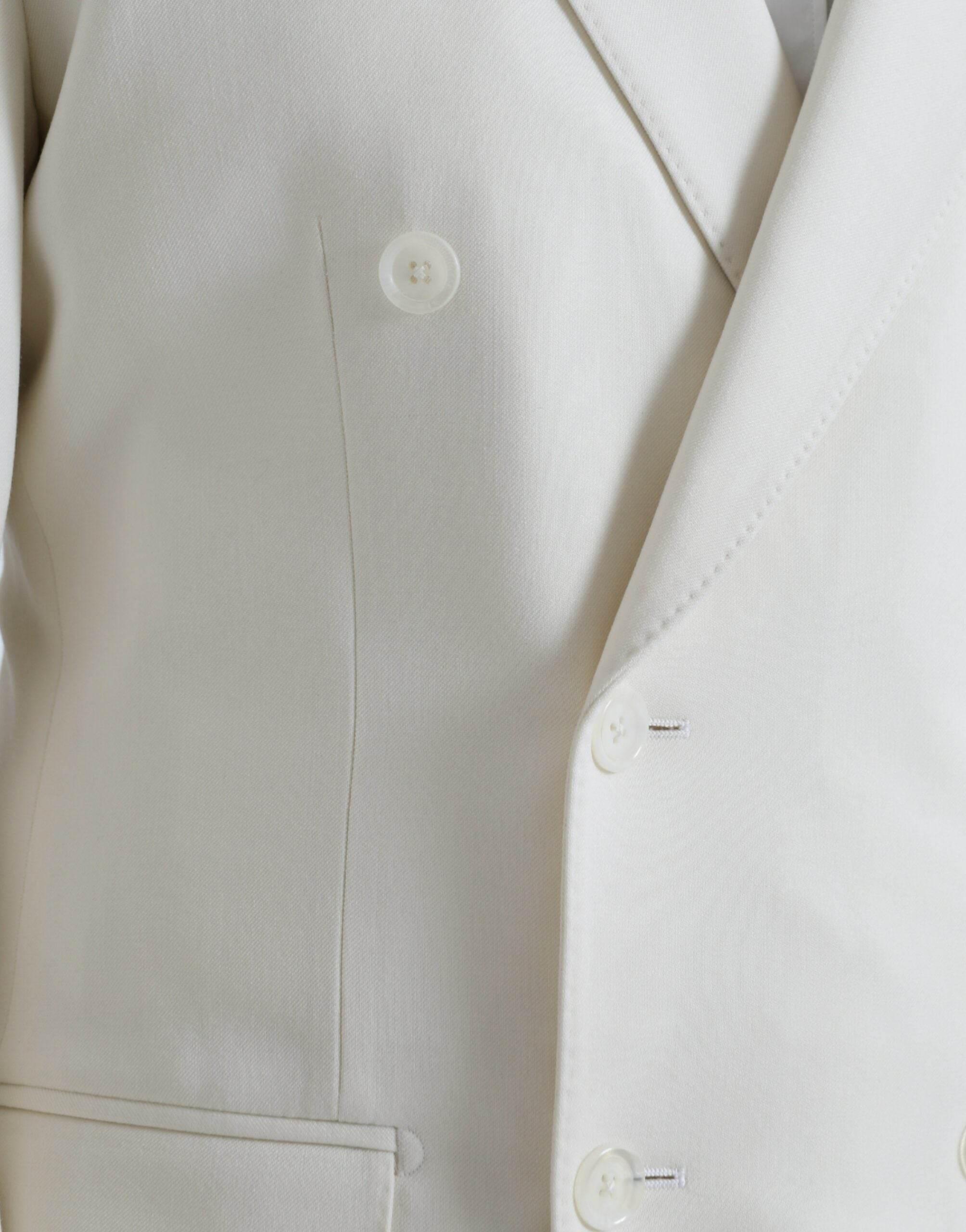 Dolce & Gabbana White Wool MARTINI Double Breasted Blazer - Hilstor