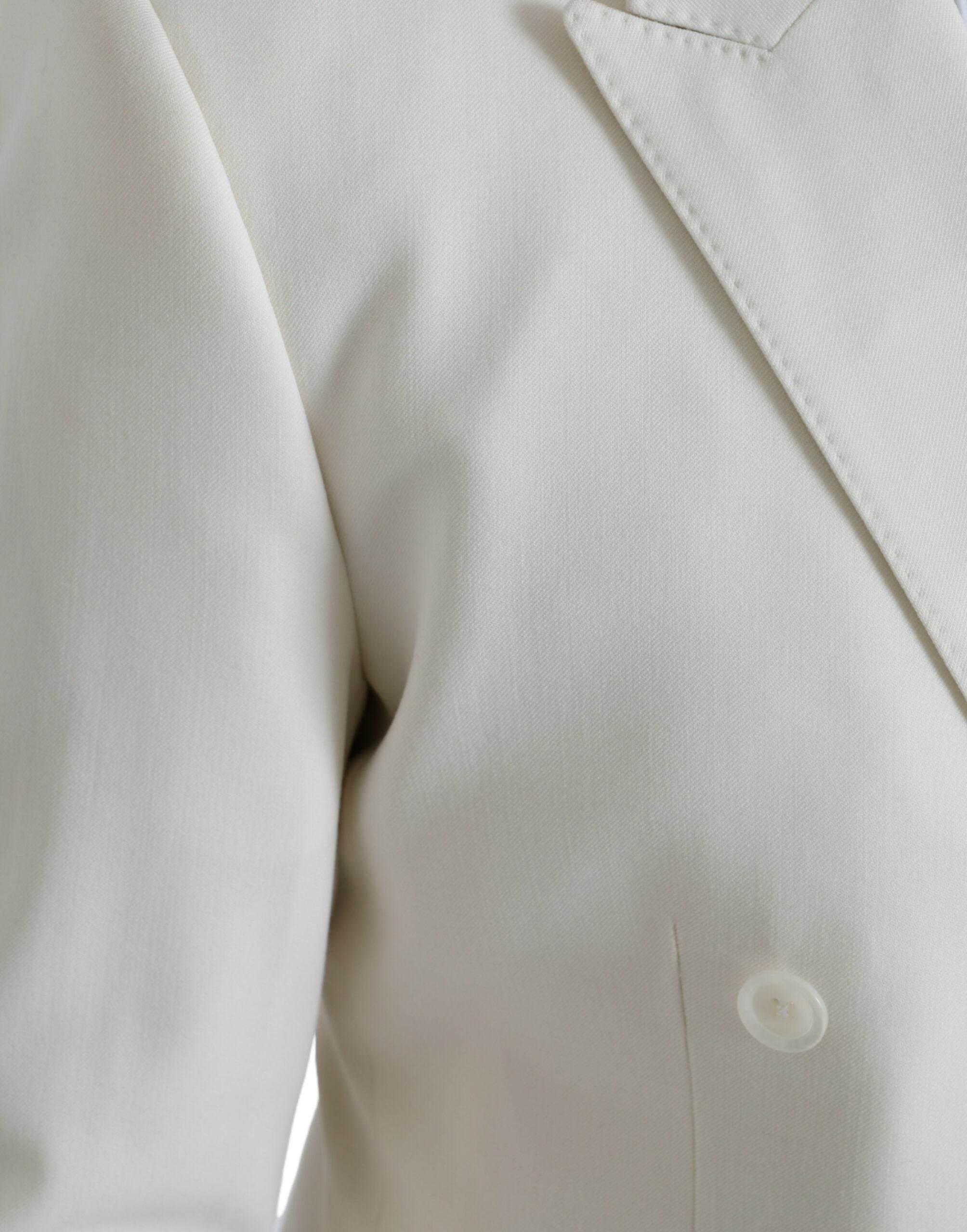 Dolce & Gabbana White Wool MARTINI Double Breasted Blazer - Hilstor