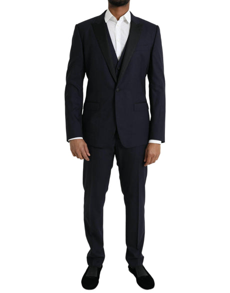 Dolce & Gabbana Dark Blue MARTINI Wool Formal 3 Piece Suit - Hilstor
