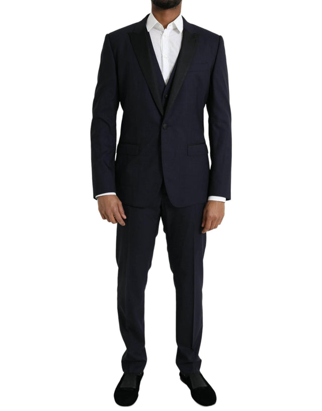 Dolce & Gabbana Dark Blue MARTINI Wool Formal 3 Piece Suit - Hilstor
