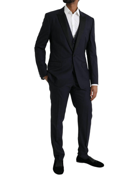 Dolce & Gabbana Dark Blue MARTINI Wool Formal 3 Piece Suit - Hilstor