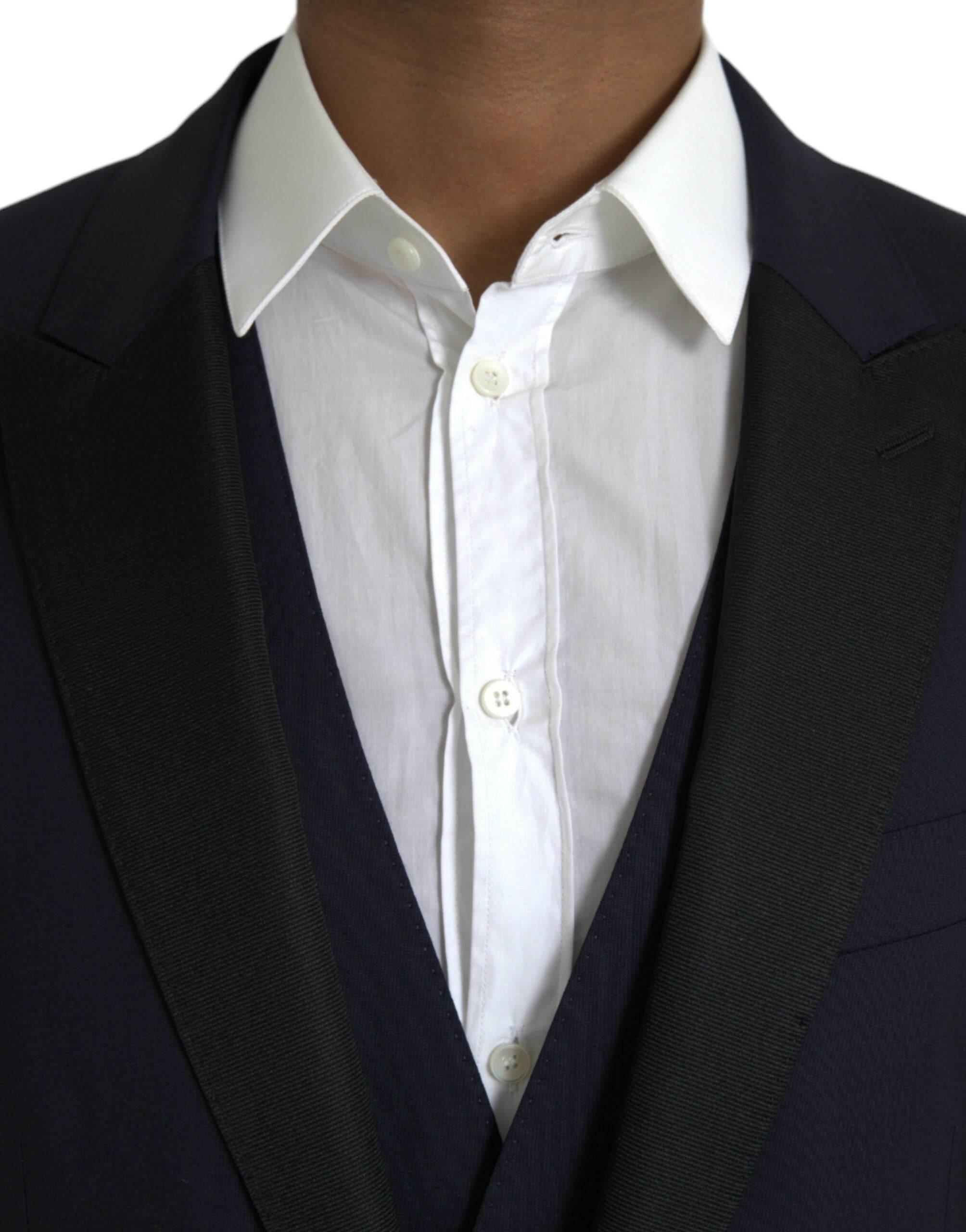 Dolce & Gabbana Dark Blue MARTINI Wool Formal 3 Piece Suit - Hilstor