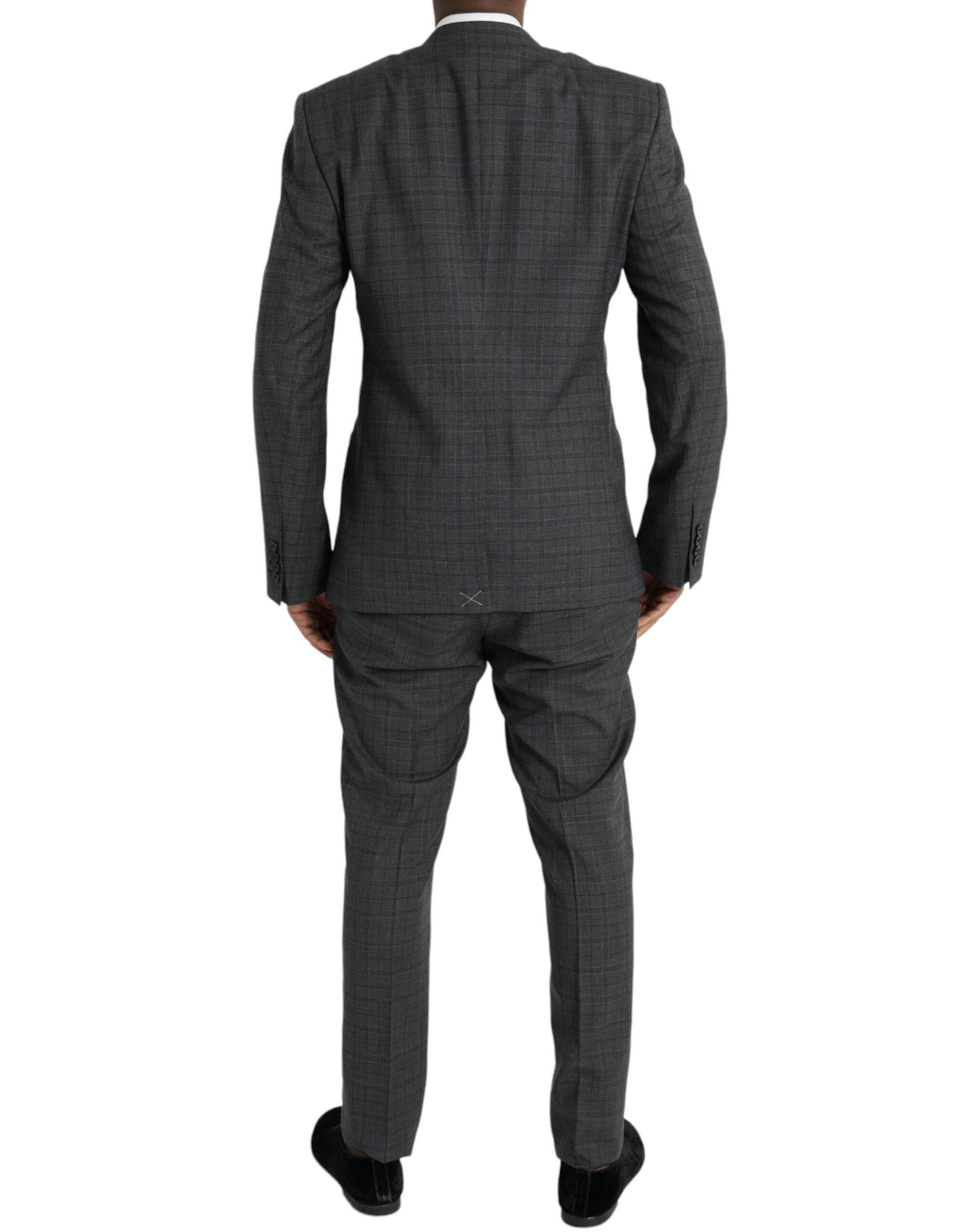 Dolce & Gabbana Gray Plaid Wool MARTINI Formal 2 Piece Suit - Hilstor