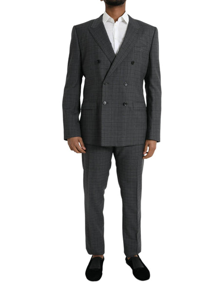 Dolce & Gabbana Gray Plaid Wool MARTINI Formal 2 Piece Suit - Hilstor