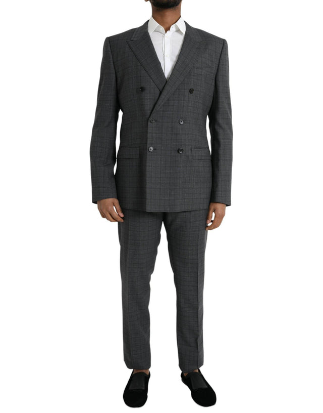 Dolce & Gabbana Gray Plaid Wool MARTINI Formal 2 Piece Suit - Hilstor