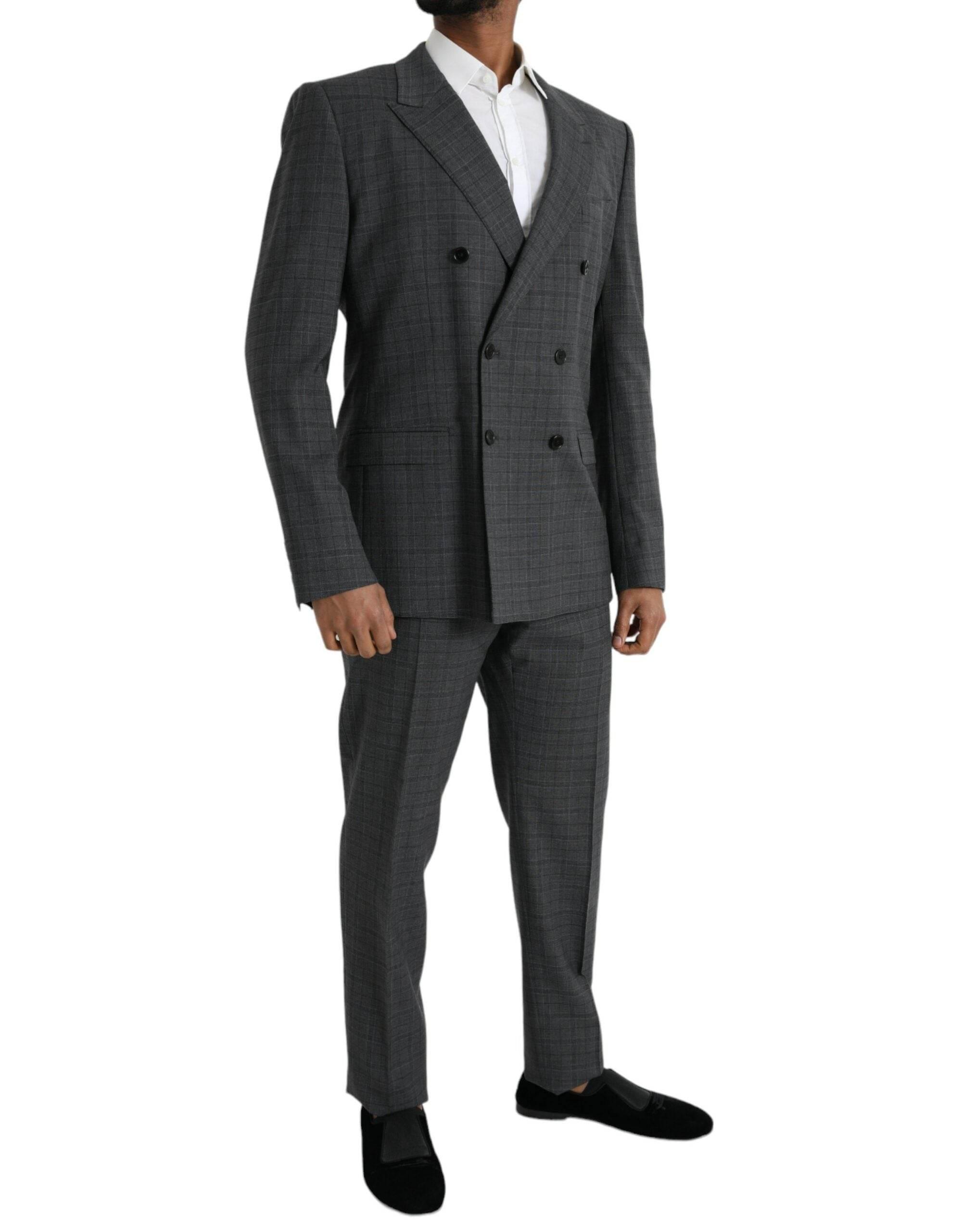 Dolce & Gabbana Gray Plaid Wool MARTINI Formal 2 Piece Suit - Hilstor