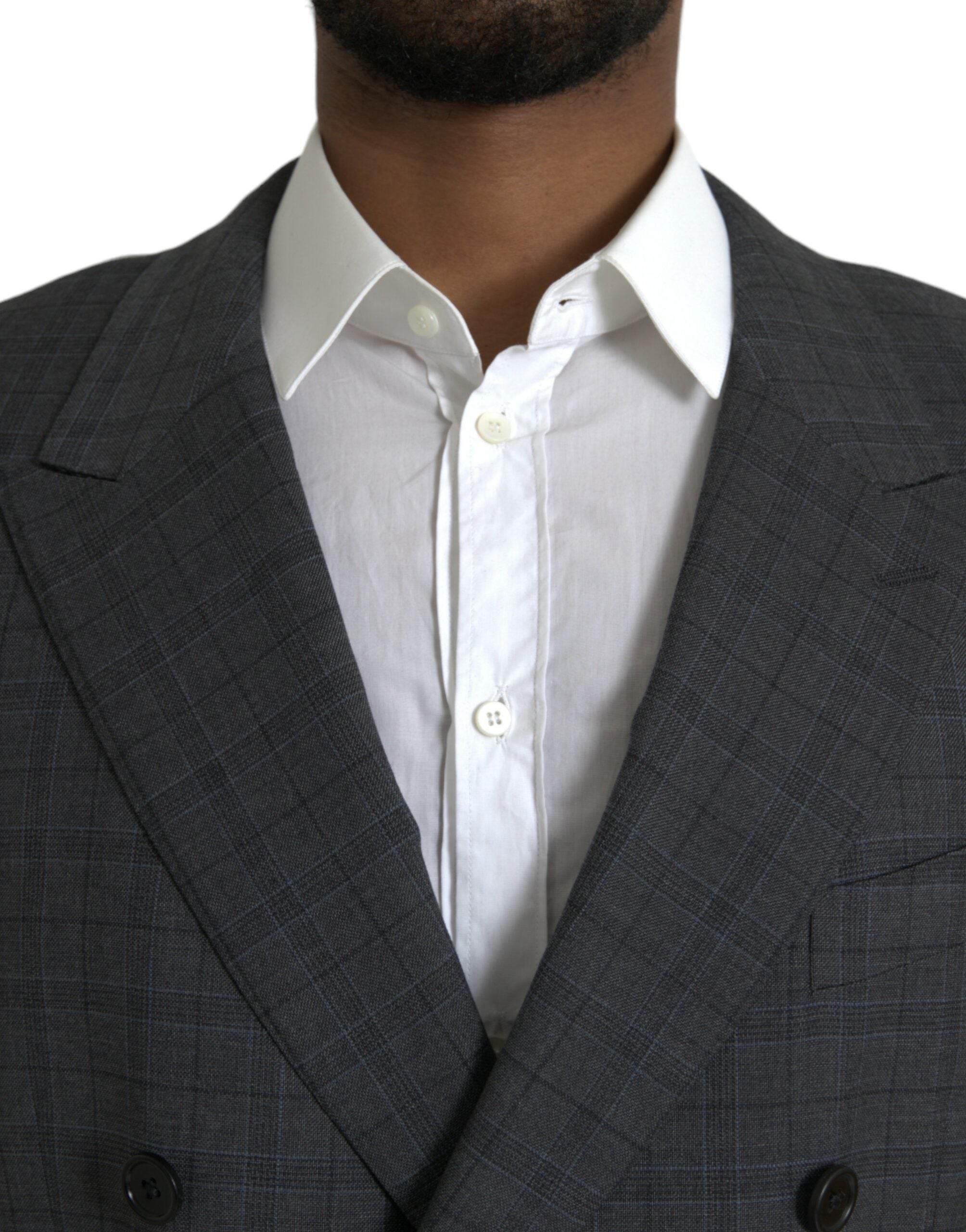 Dolce & Gabbana Gray Plaid Wool MARTINI Formal 2 Piece Suit - Hilstor