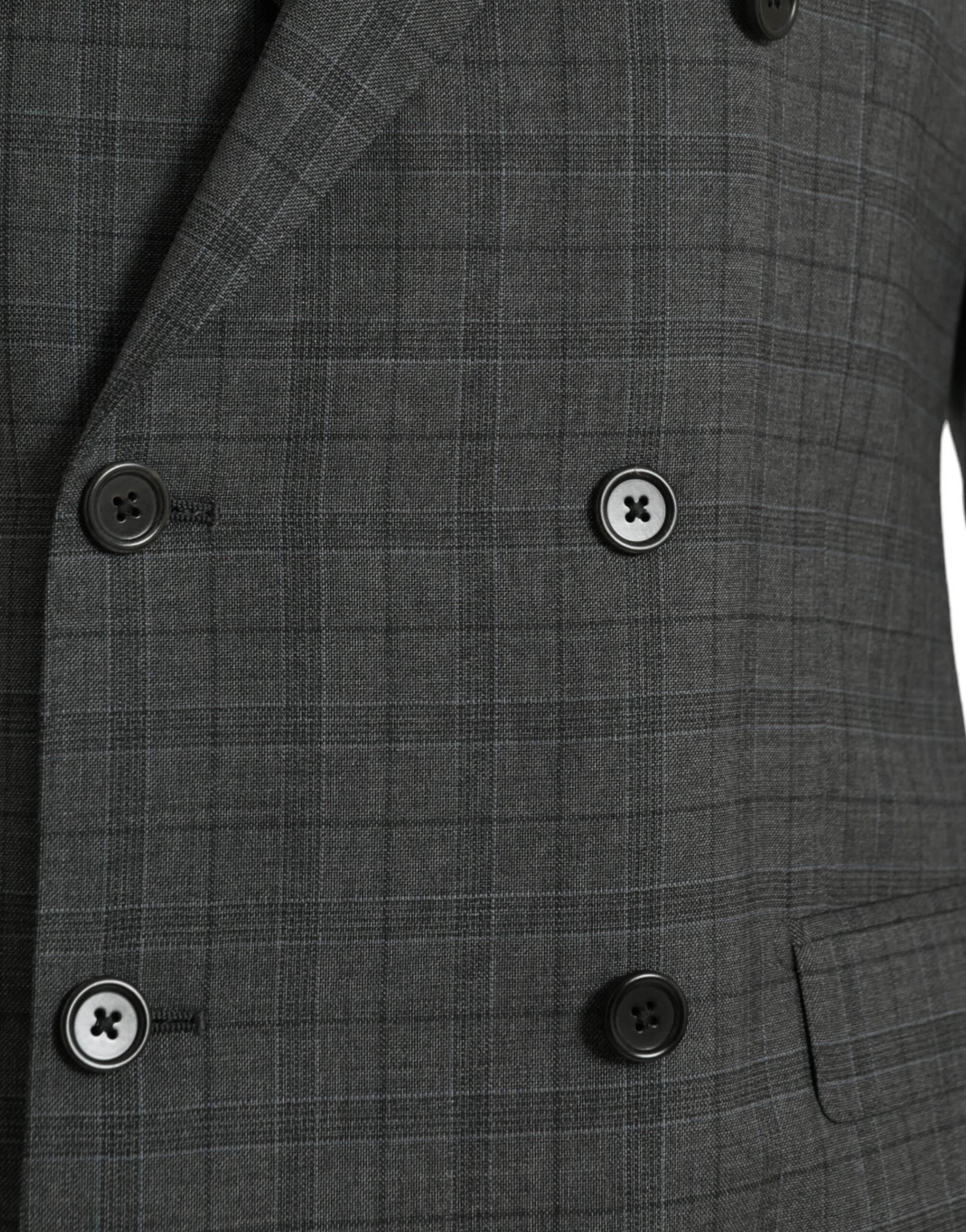 Dolce & Gabbana Gray Plaid Wool MARTINI Formal 2 Piece Suit - Hilstor