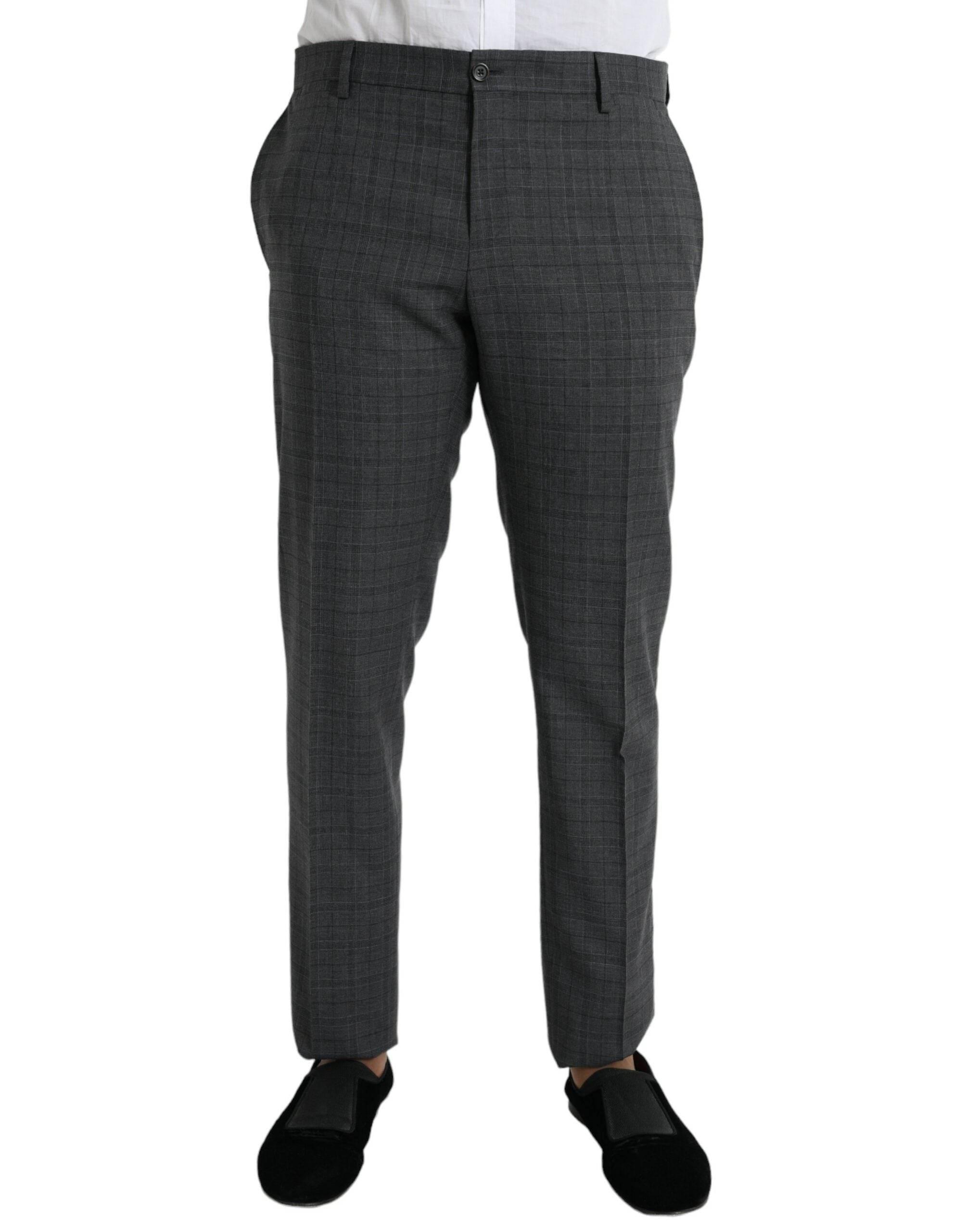 Dolce & Gabbana Gray Plaid Wool MARTINI Formal 2 Piece Suit - Hilstor