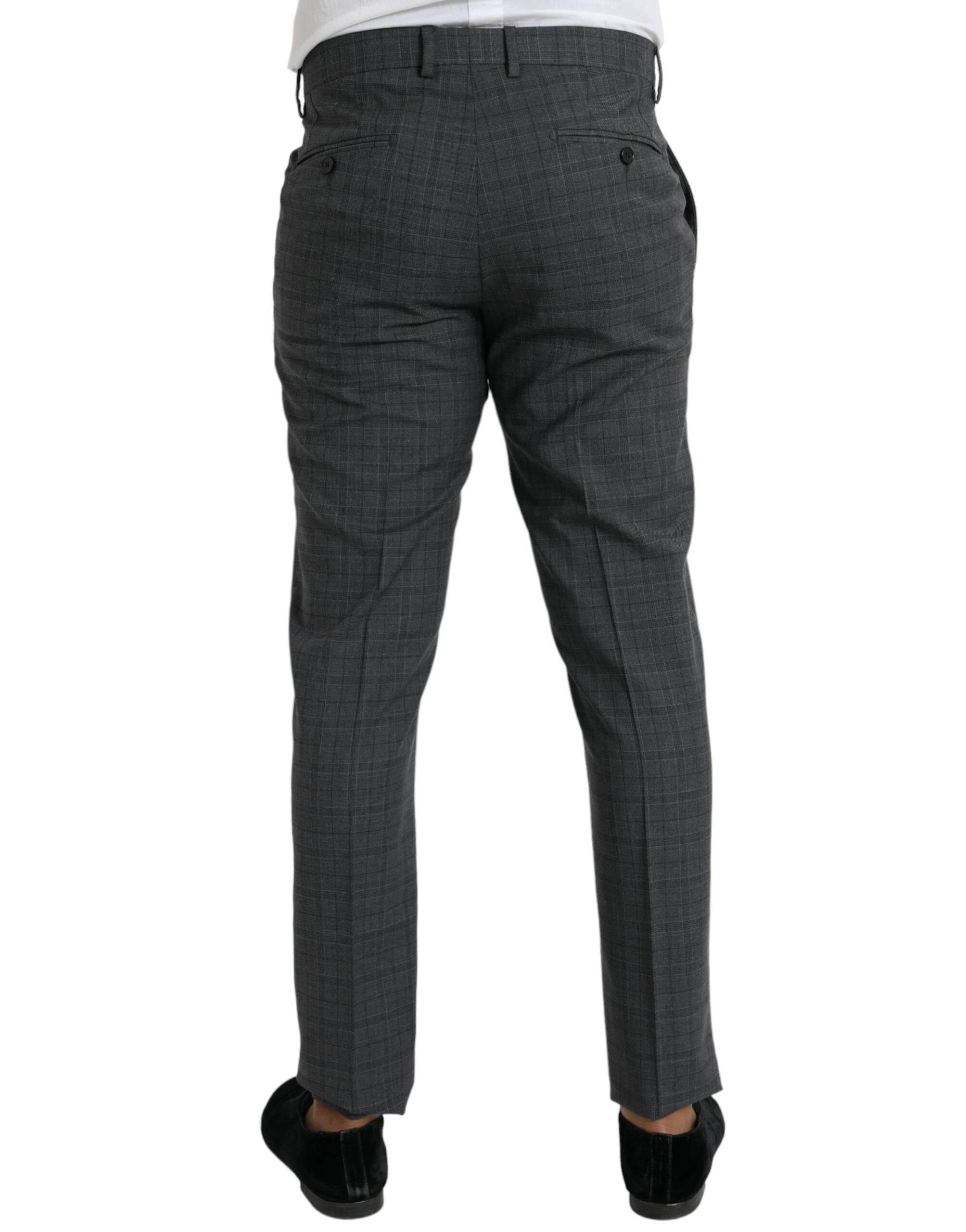 Dolce & Gabbana Gray Plaid Wool MARTINI Formal 2 Piece Suit - Hilstor