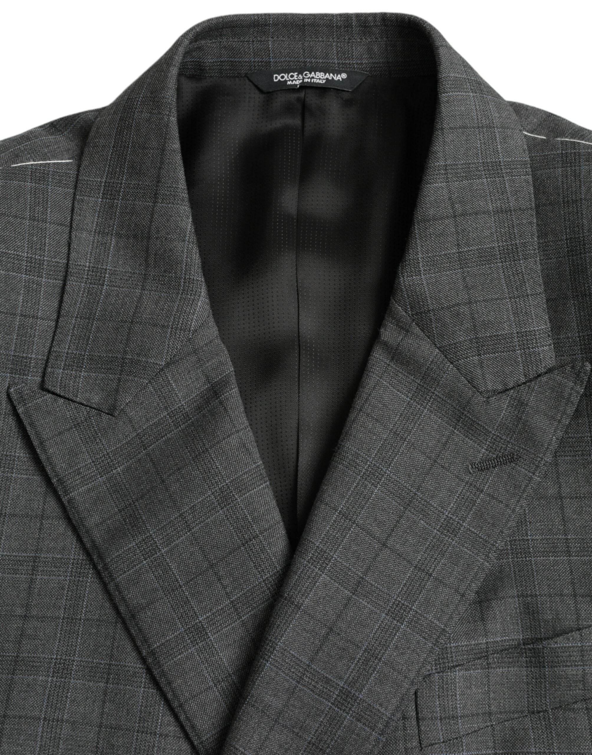Dolce & Gabbana Gray Plaid Wool MARTINI Formal 2 Piece Suit - Hilstor