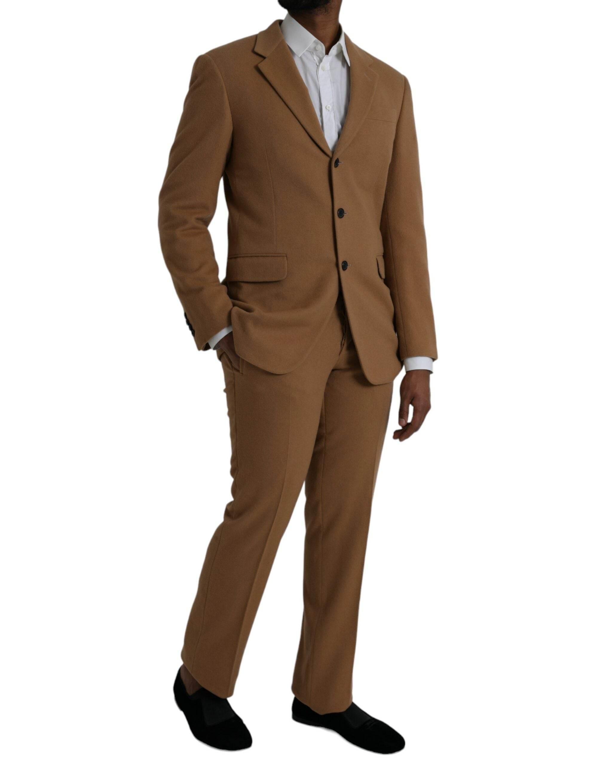 Prada Brown Cashmere 2 Piece Single Breasted Suit - Hilstor