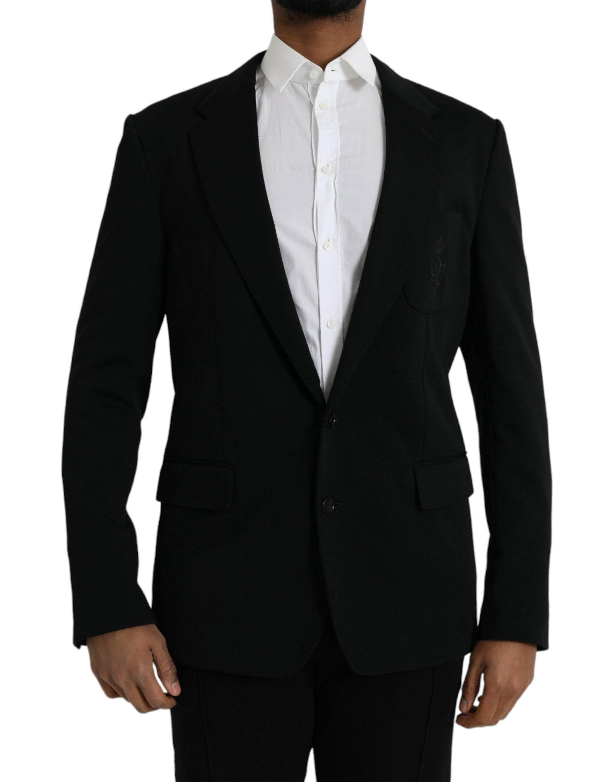 Dolce & Gabbana Black Wool Single Breasted Coat Blazer - Hilstor