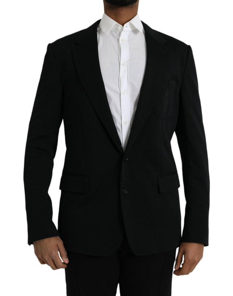 Dolce & Gabbana Black Wool Single Breasted Coat Blazer - Hilstor
