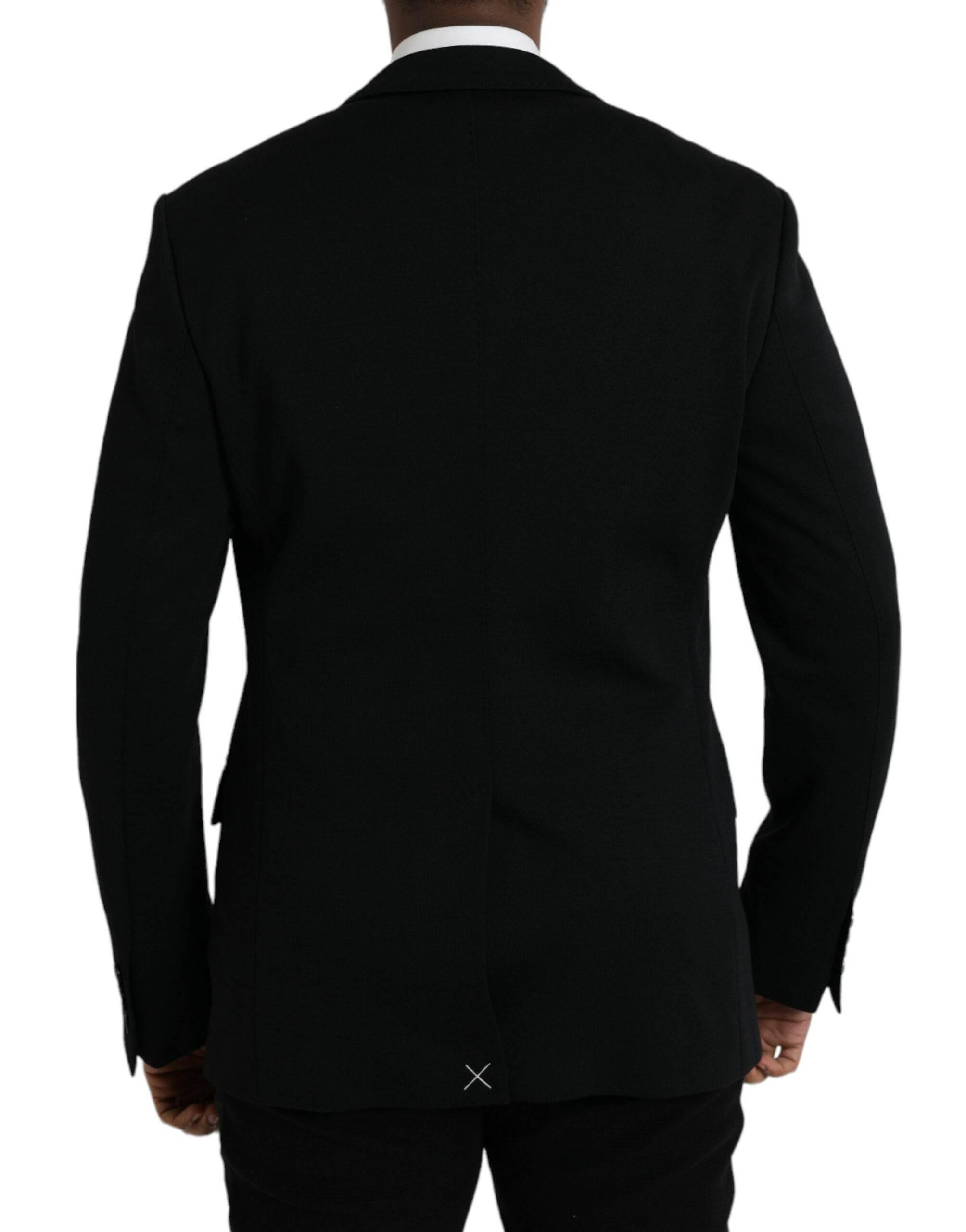 Dolce & Gabbana Black Wool Single Breasted Coat Blazer - Hilstor