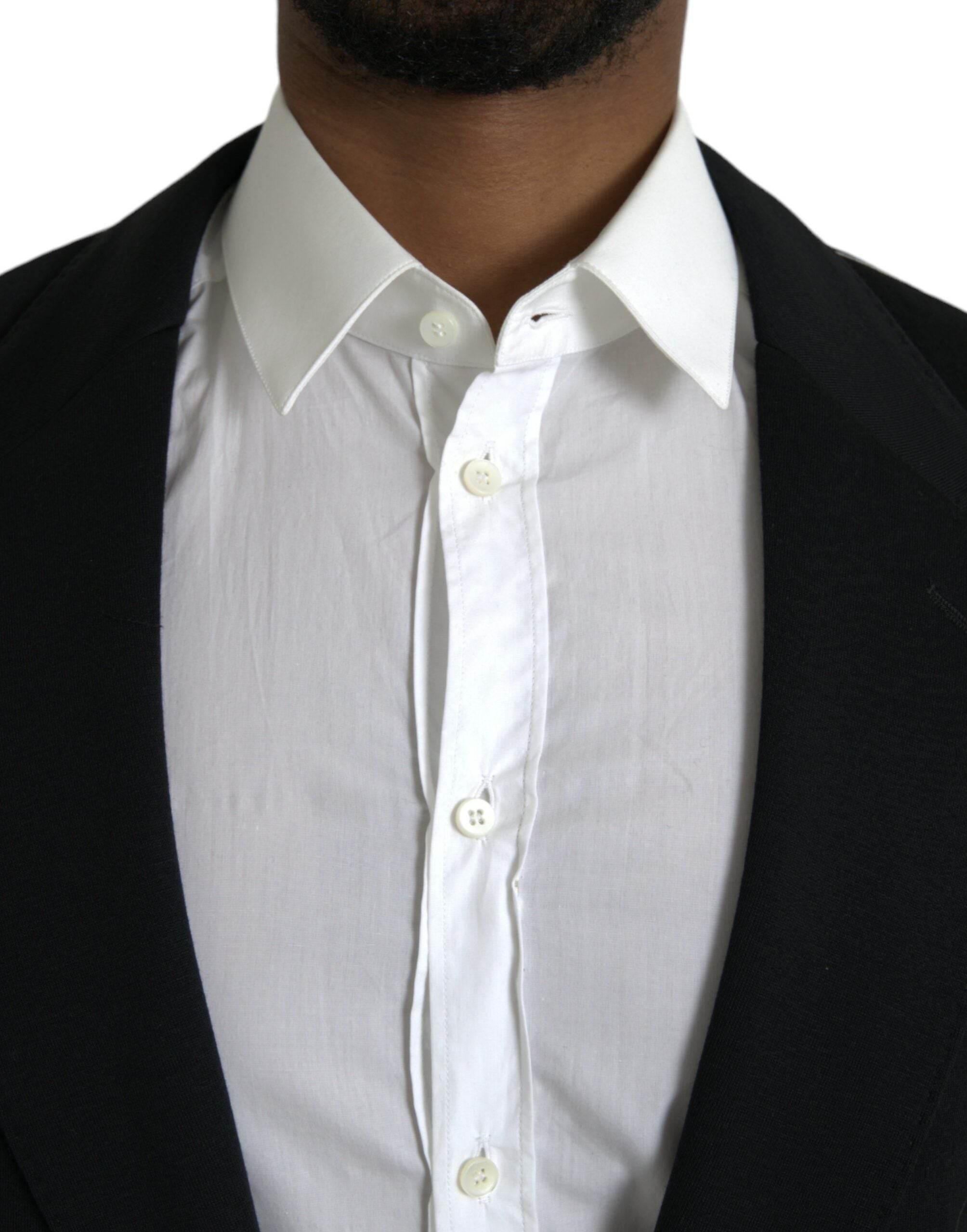 Dolce & Gabbana Black Wool Single Breasted Coat Blazer - Hilstor