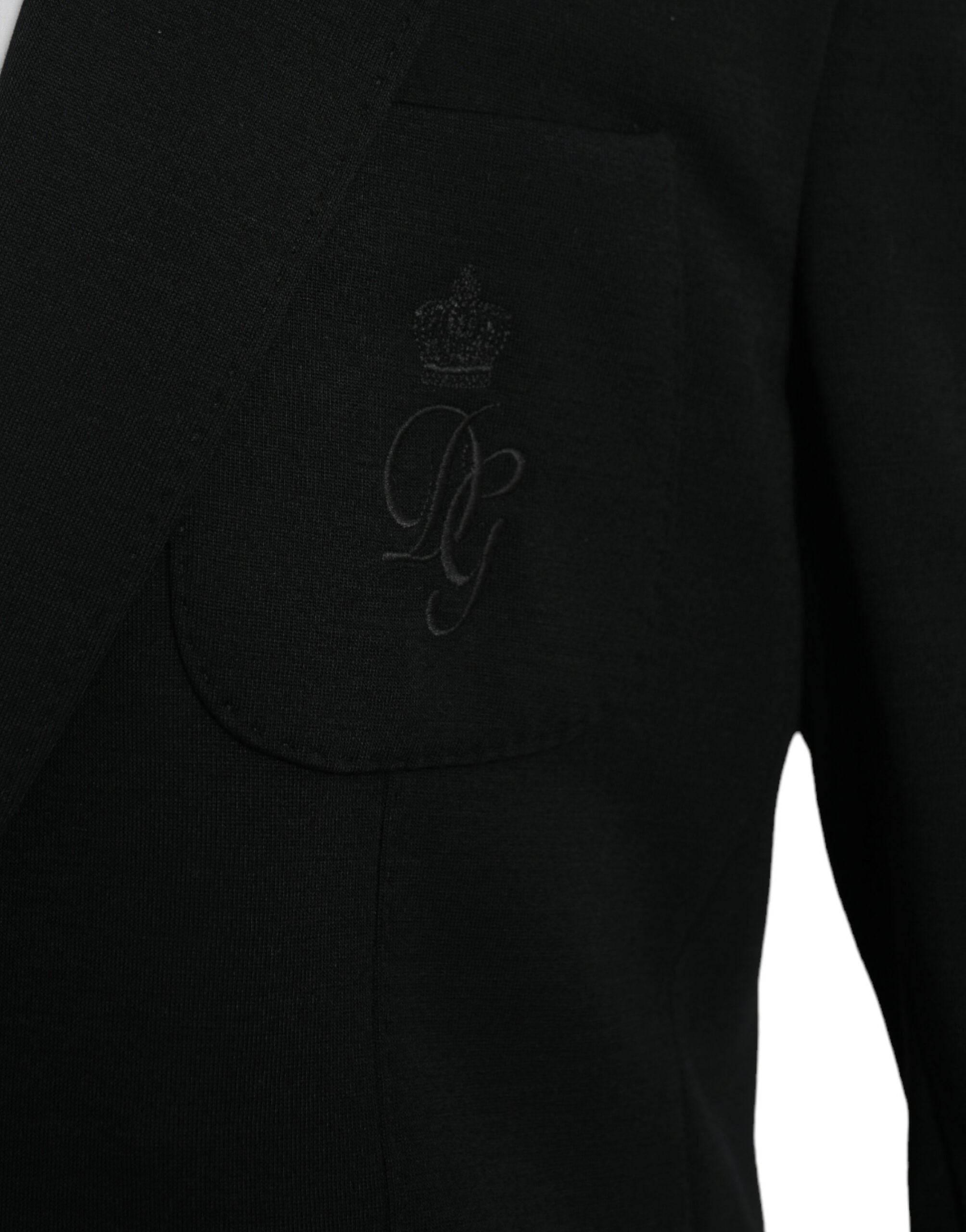 Dolce & Gabbana Black Wool Single Breasted Coat Blazer - Hilstor