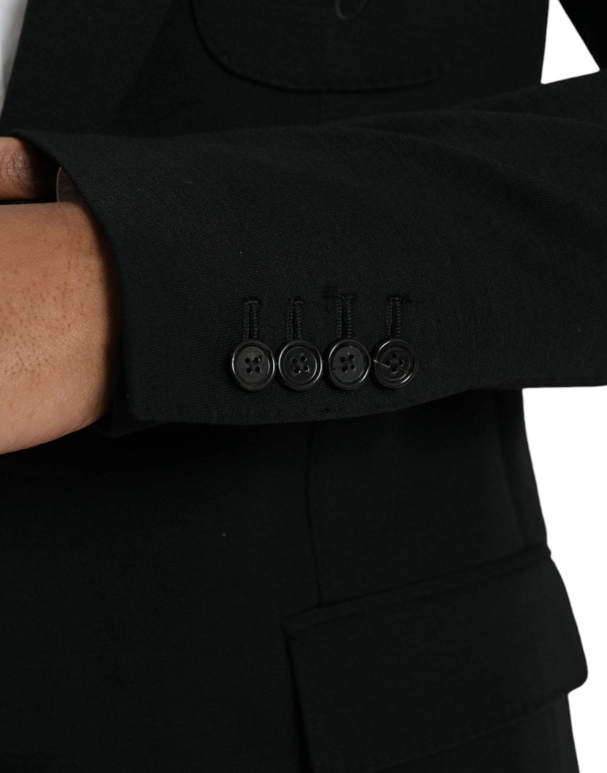 Dolce & Gabbana Black Wool Single Breasted Coat Blazer - Hilstor