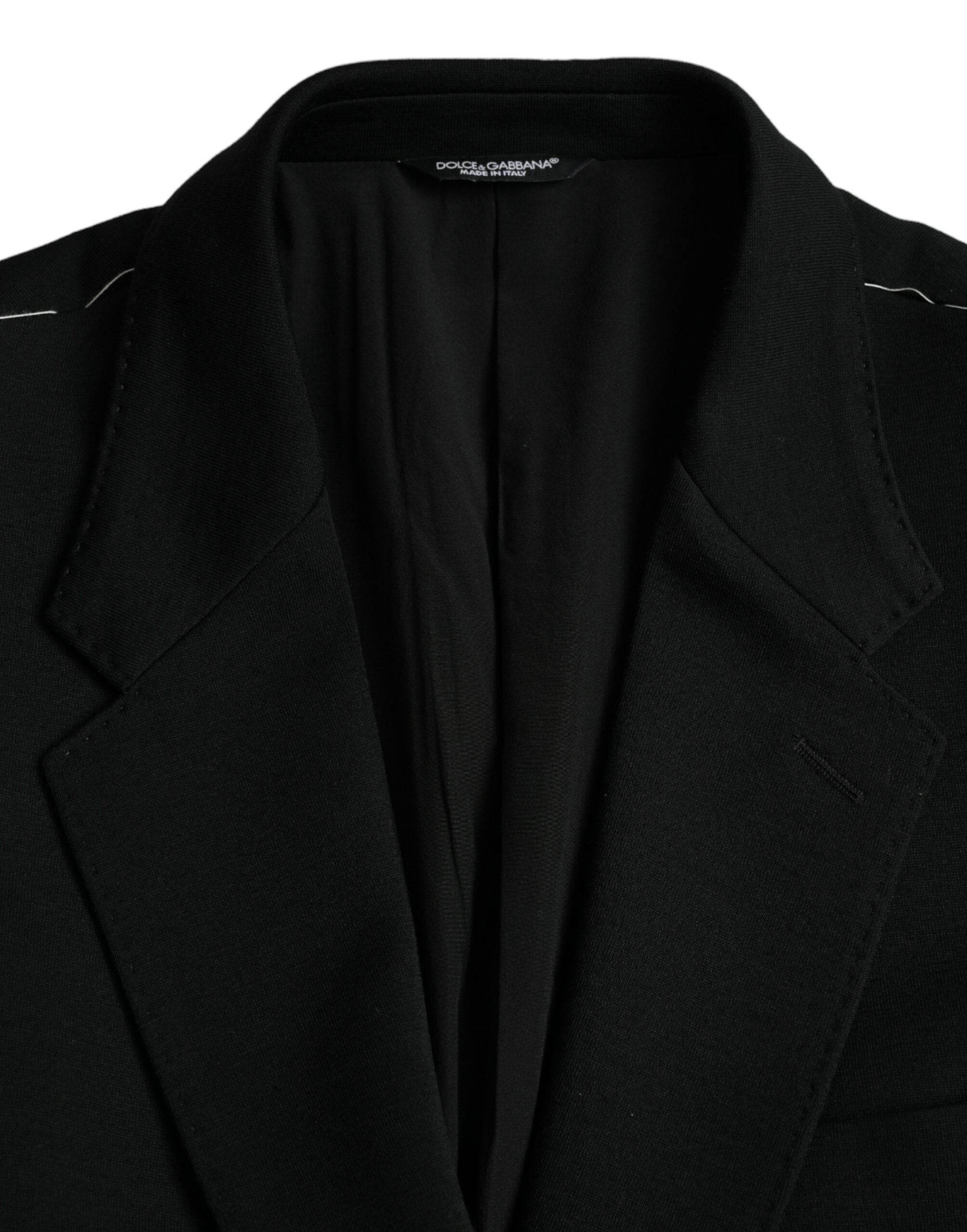 Dolce & Gabbana Black Wool Single Breasted Coat Blazer - Hilstor