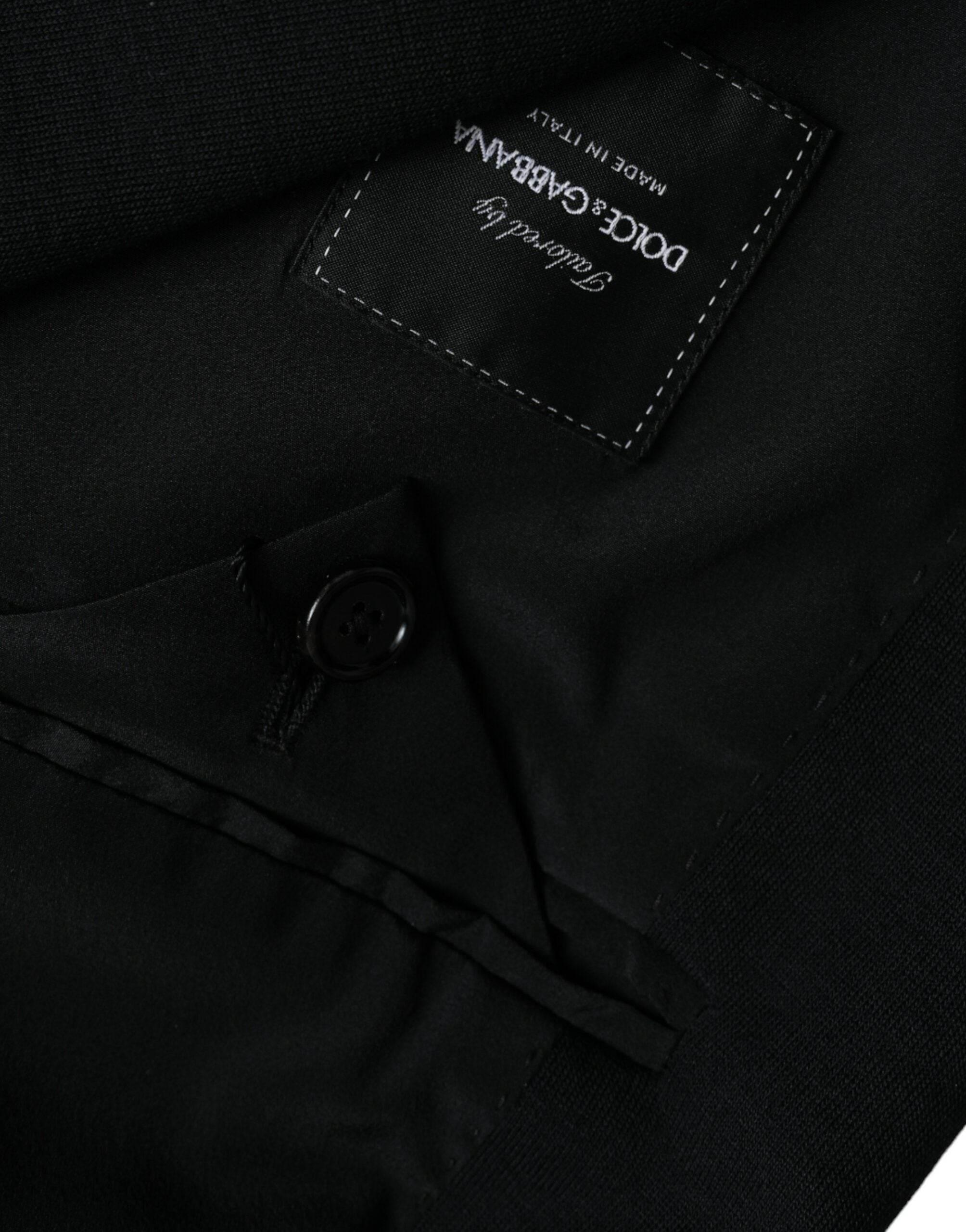 Dolce & Gabbana Black Wool Single Breasted Coat Blazer - Hilstor