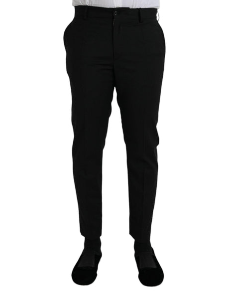 Dolce & Gabbana Black Wool SlimFit Dress Formal Pants - Hilstor