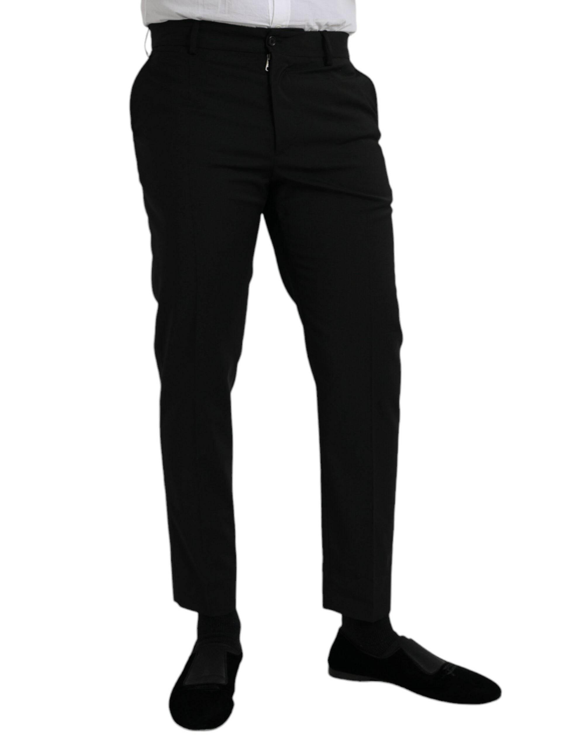 Dolce & Gabbana Black Wool SlimFit Dress Formal Pants - Hilstor