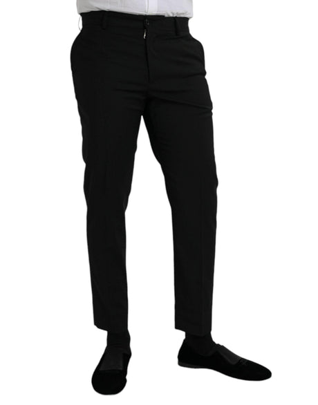 Dolce & Gabbana Black Wool SlimFit Dress Formal Pants - Hilstor