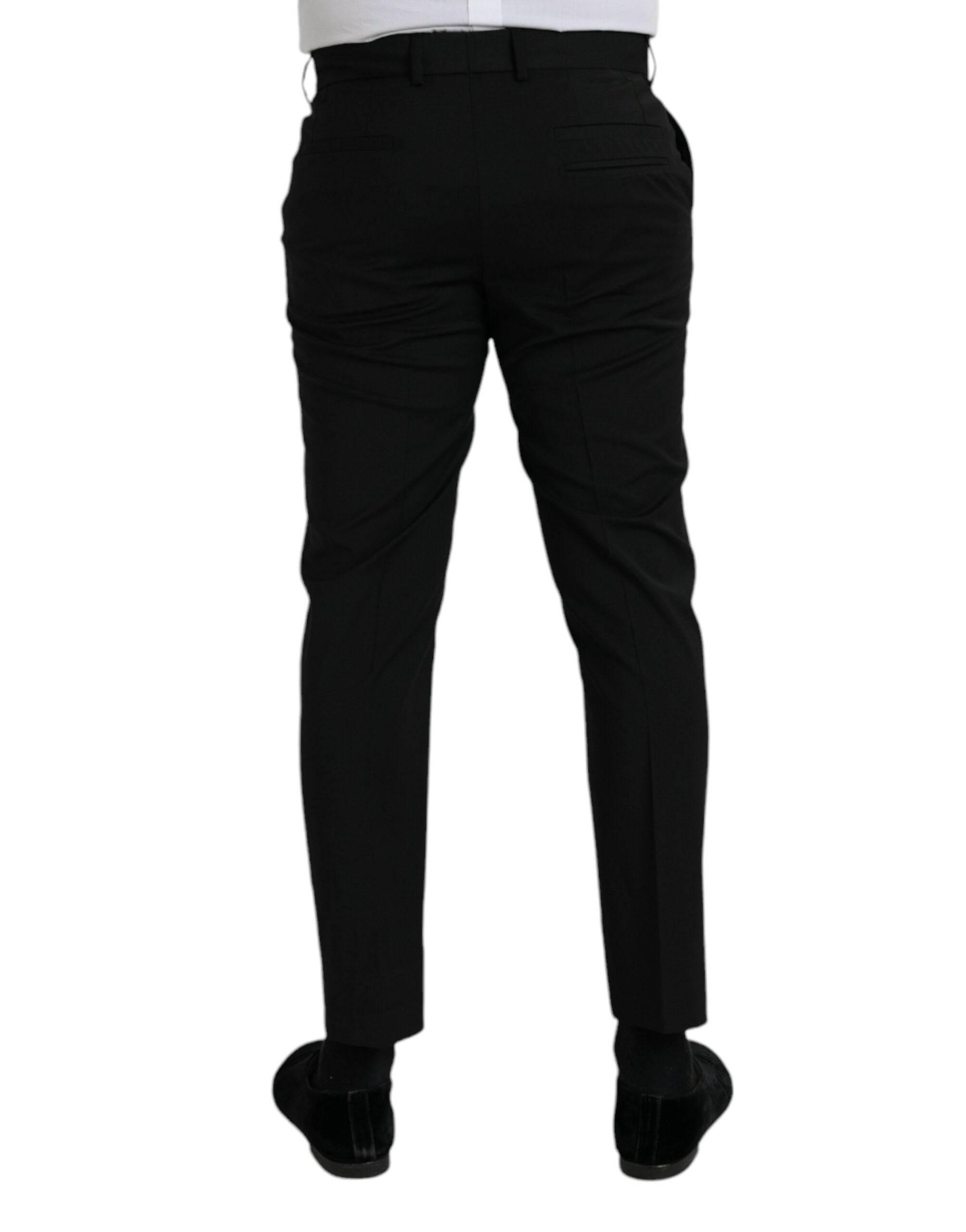 Dolce & Gabbana Black Wool SlimFit Dress Formal Pants - Hilstor