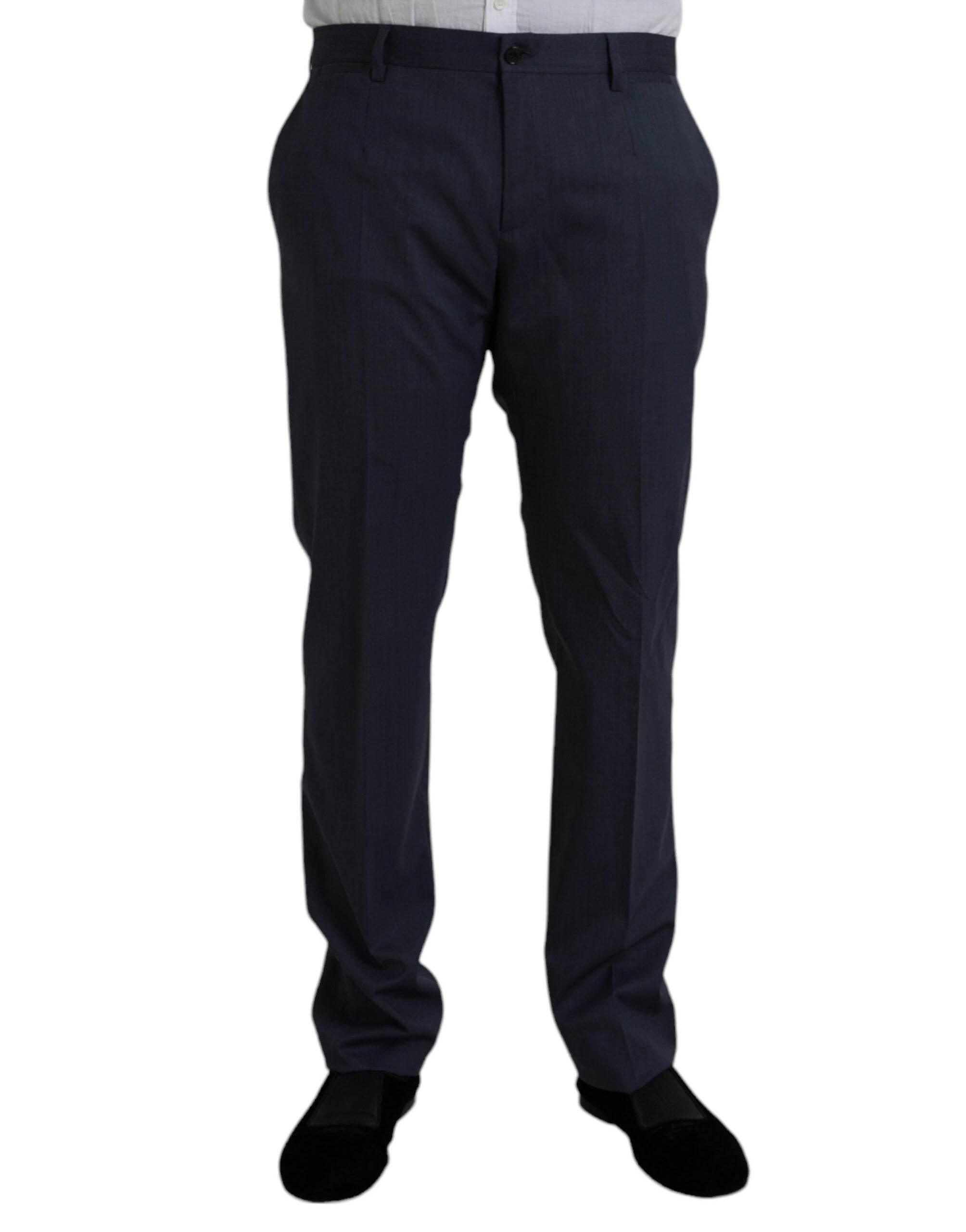 Dolce & Gabbana Blue Wool Slim Fit Dress Formal Pants - Hilstor