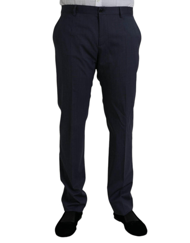 Dolce & Gabbana Blue Wool Slim Fit Dress Formal Pants - Hilstor