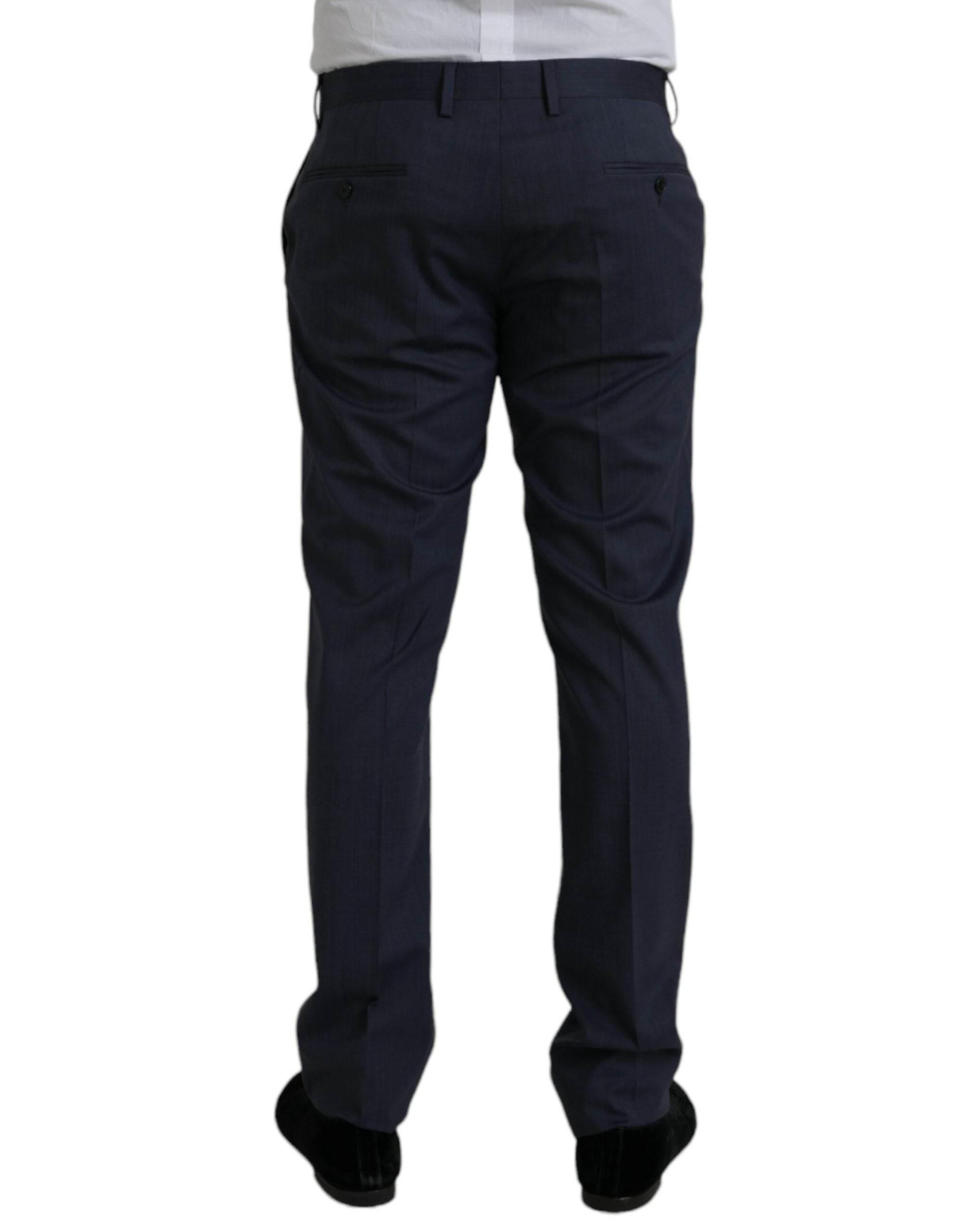 Dolce & Gabbana Blue Wool Slim Fit Dress Formal Pants - Hilstor