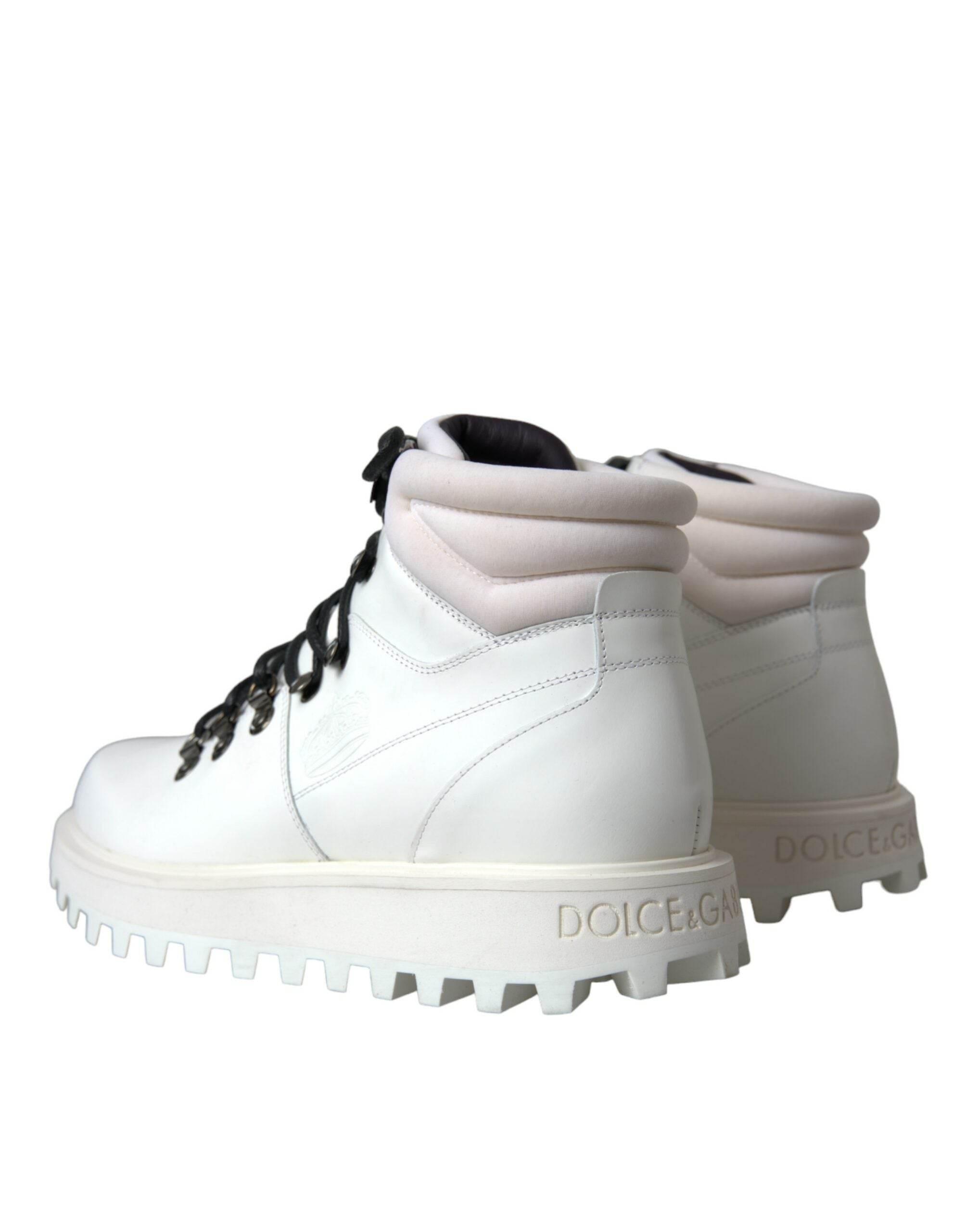 Dolce & Gabbana White Vulcano Trekking Men Ankle Boots Shoes - Hilstor