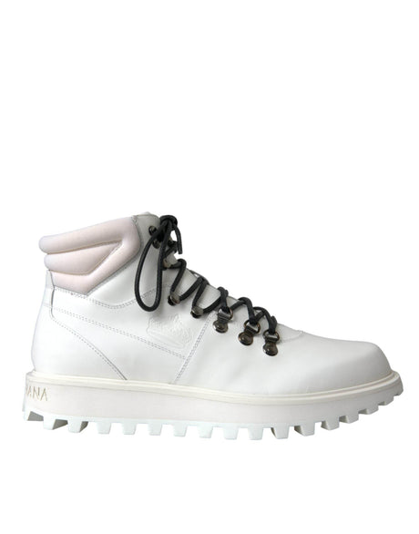 Dolce & Gabbana White Vulcano Trekking Men Ankle Boots Shoes - Hilstor