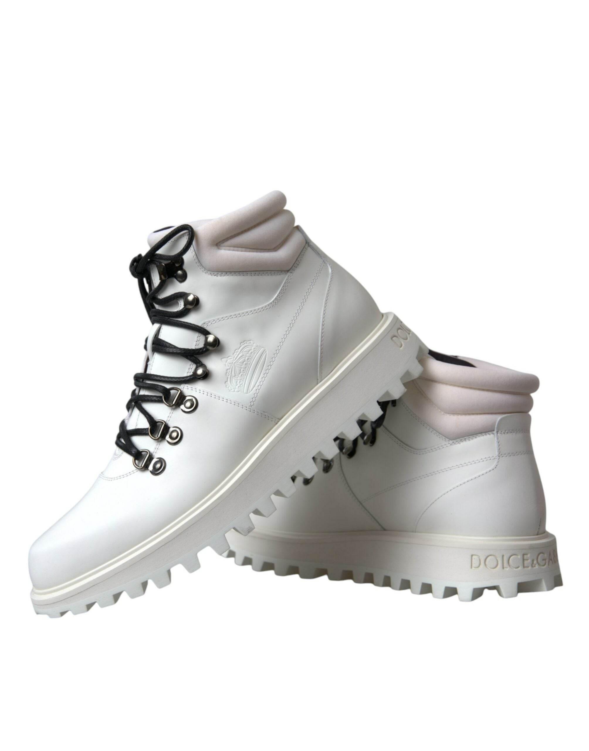 Dolce & Gabbana White Vulcano Trekking Men Ankle Boots Shoes - Hilstor