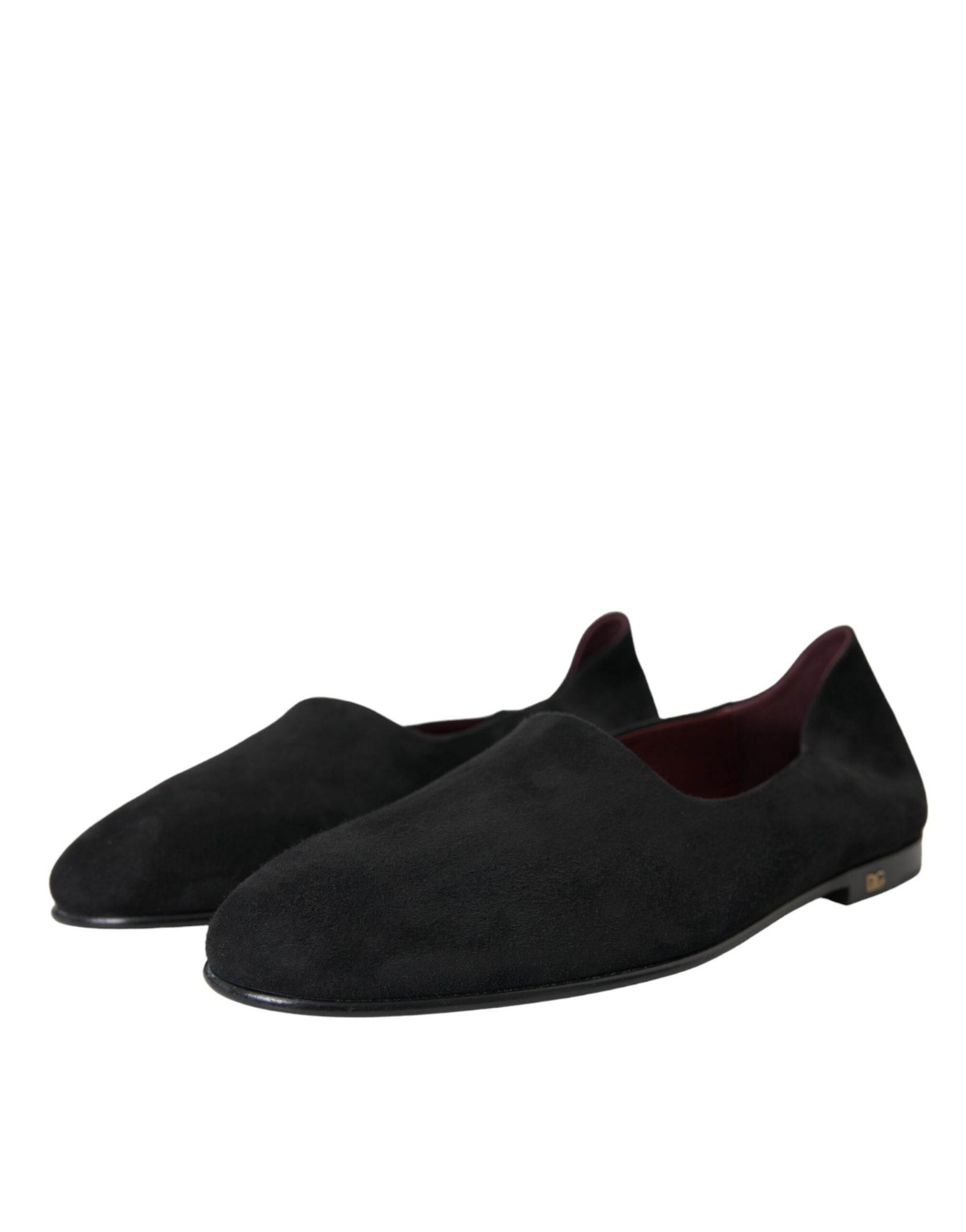 Dolce & Gabbana Black Suede Loafers Formal Dress Slip On Shoes - Hilstor