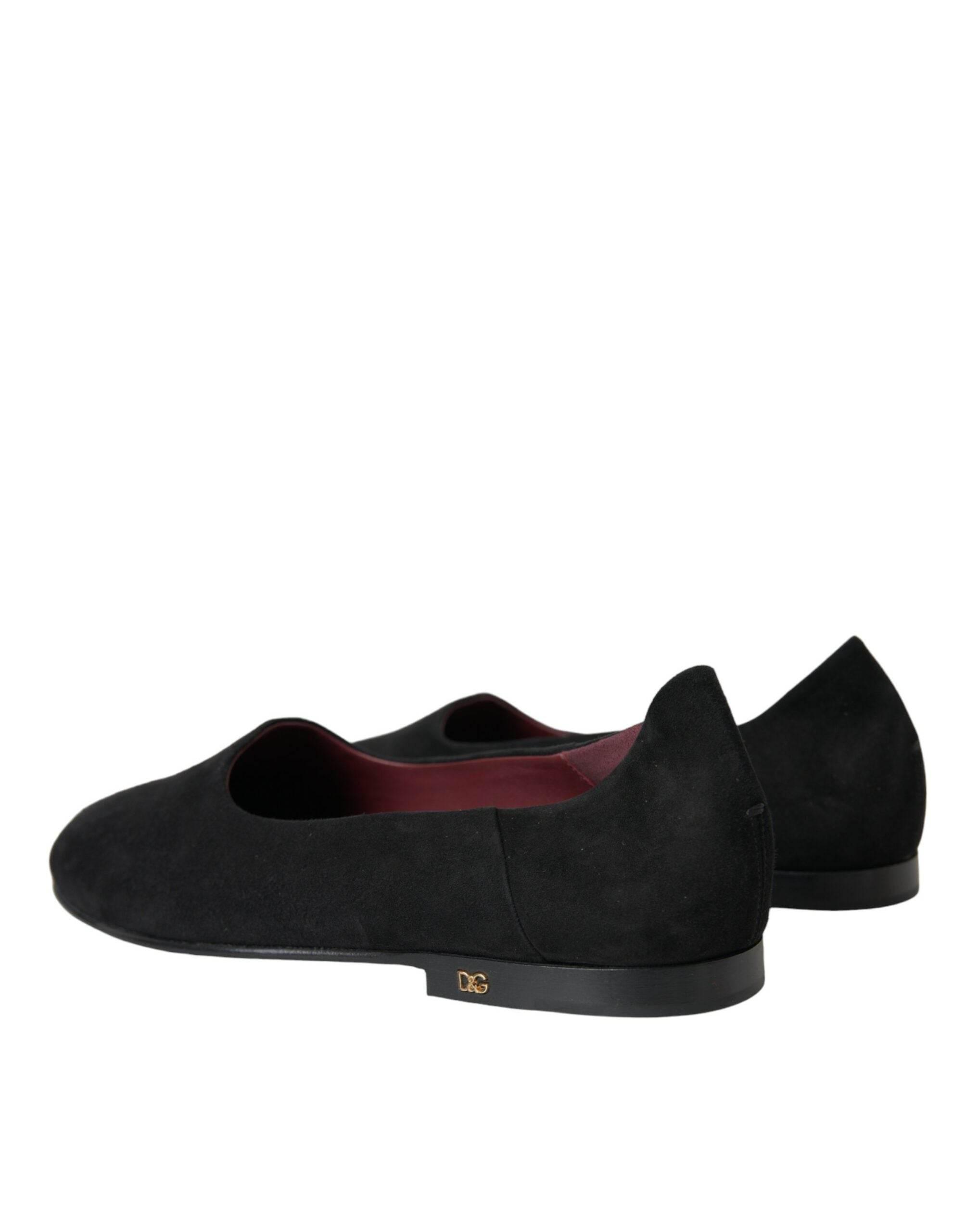 Dolce & Gabbana Black Suede Loafers Formal Dress Slip On Shoes - Hilstor