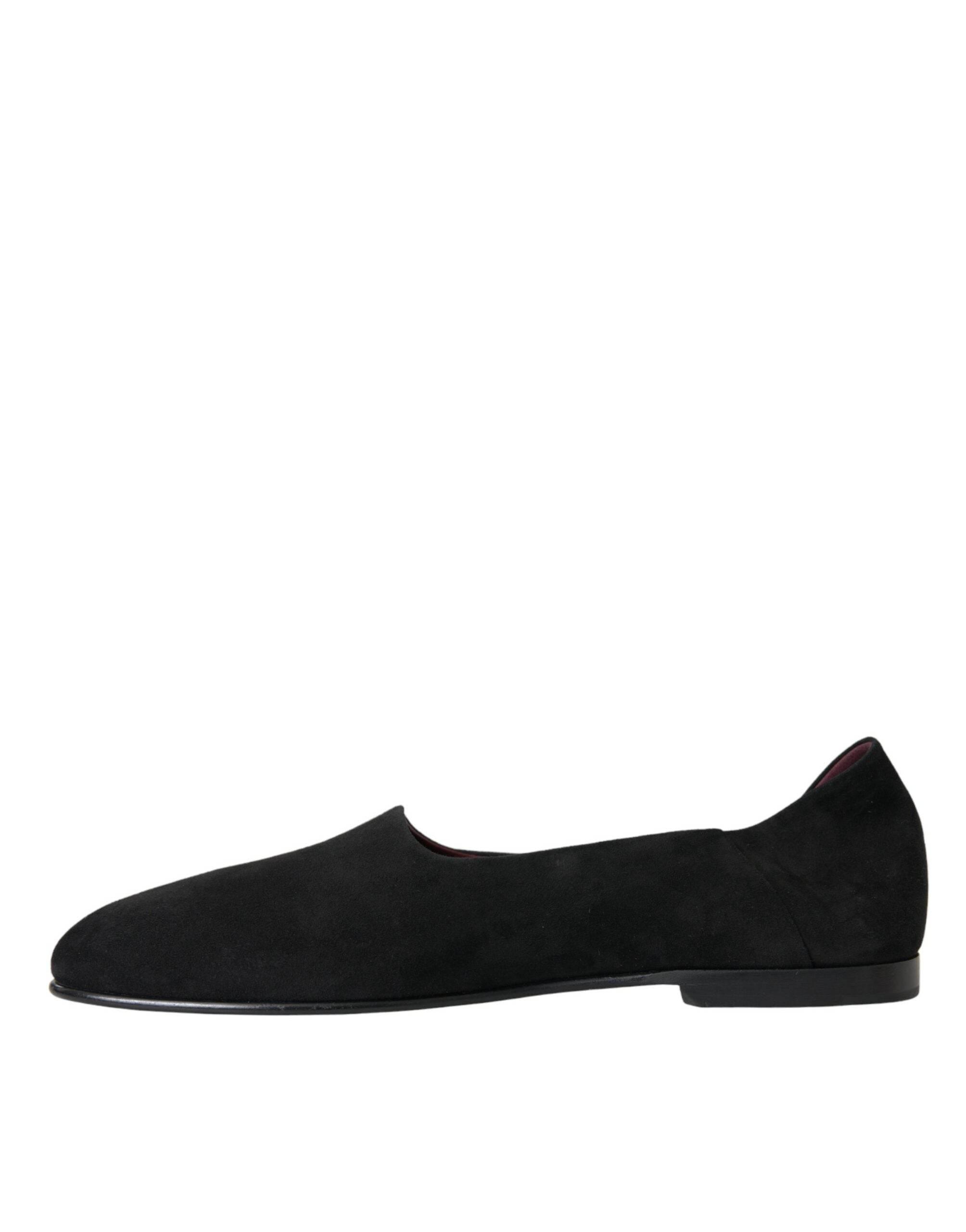 Dolce & Gabbana Black Suede Loafers Formal Dress Slip On Shoes - Hilstor