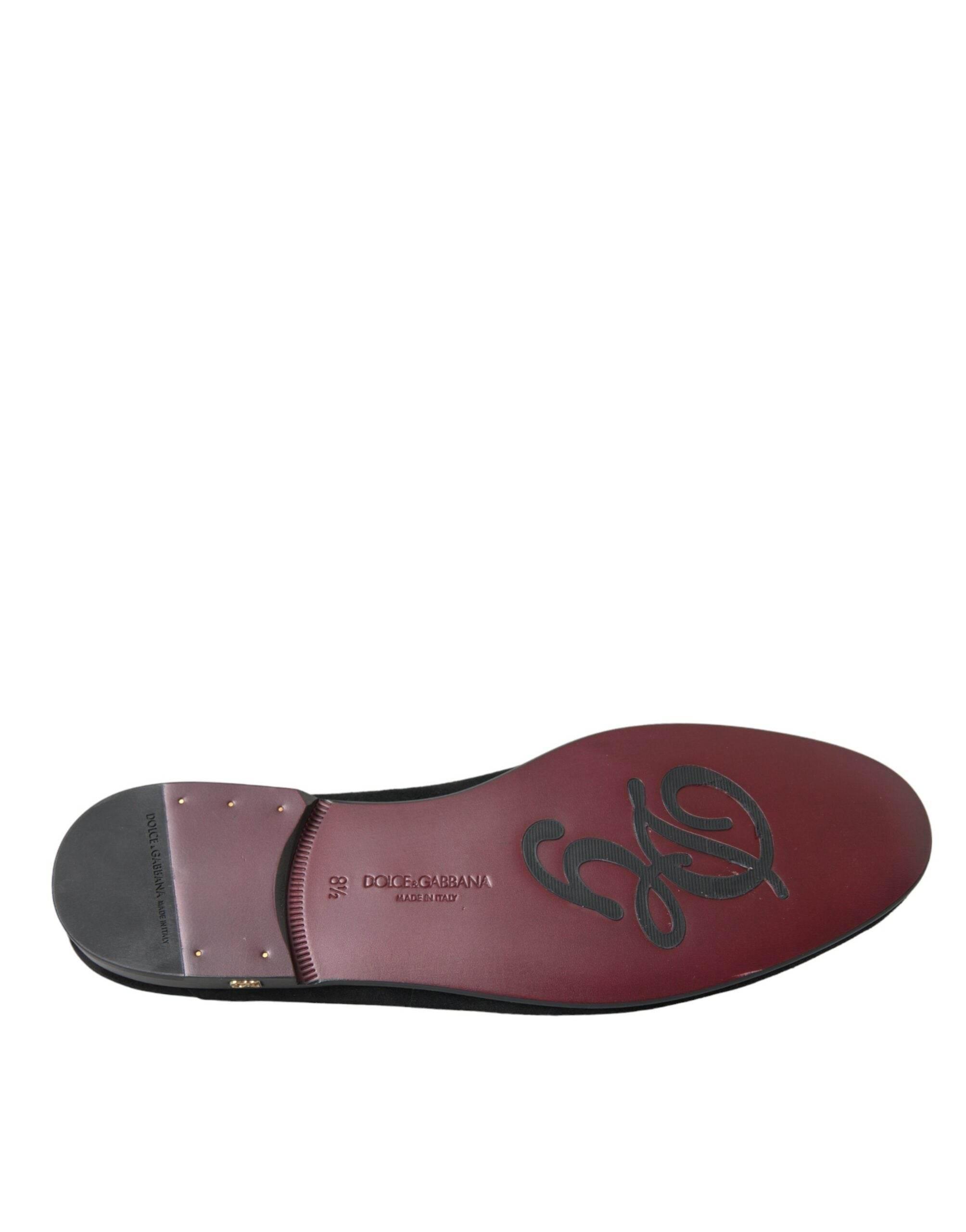 Dolce & Gabbana Black Suede Loafers Formal Dress Slip On Shoes - Hilstor