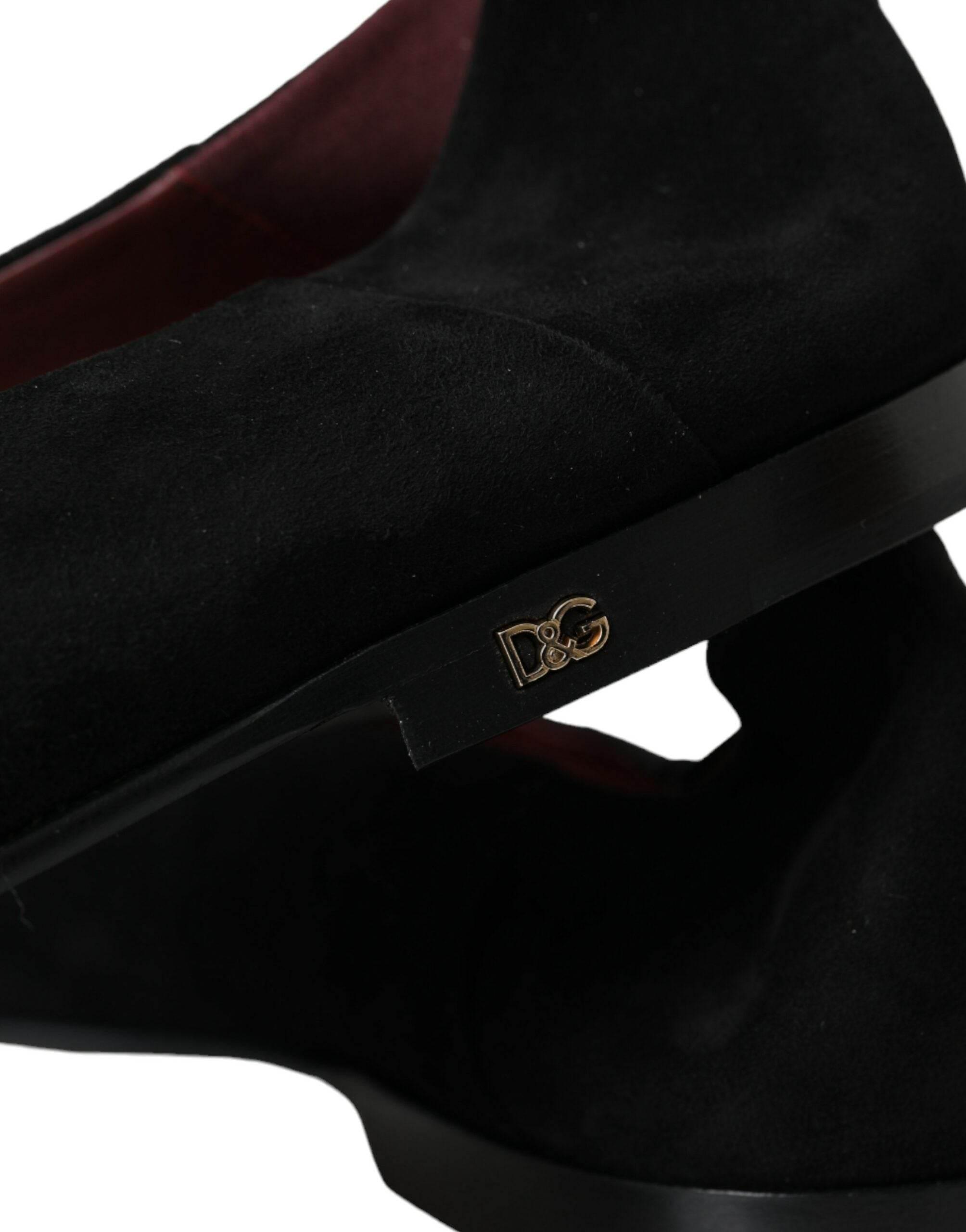 Dolce & Gabbana Black Suede Loafers Formal Dress Slip On Shoes - Hilstor