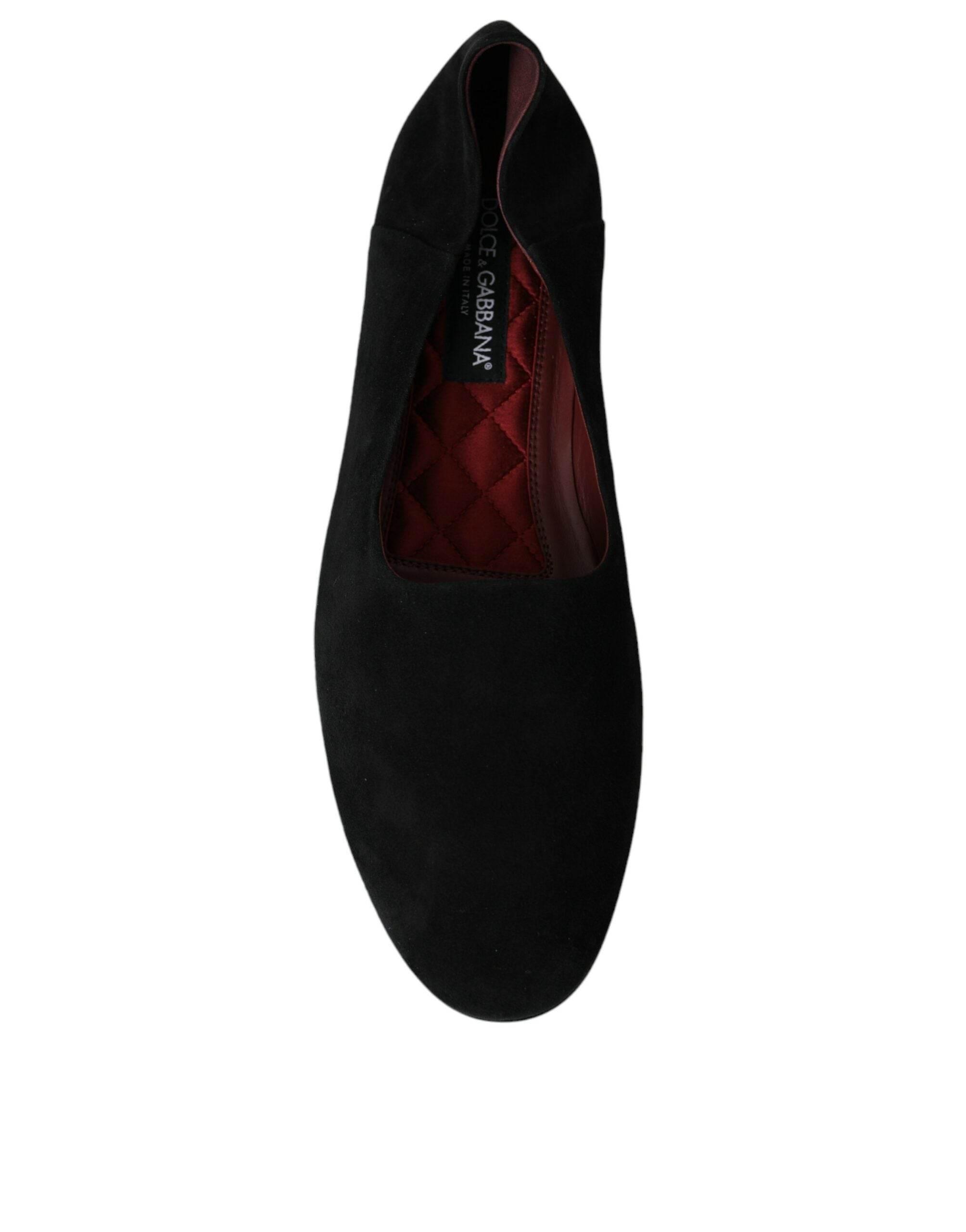 Dolce & Gabbana Black Suede Loafers Formal Dress Slip On Shoes - Hilstor